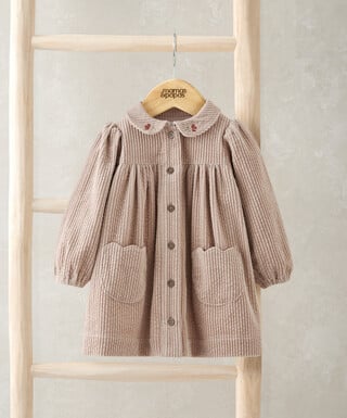 فستان بياقة قطن مخملي مضلع فستان بياقة قطن مخملي مضلع