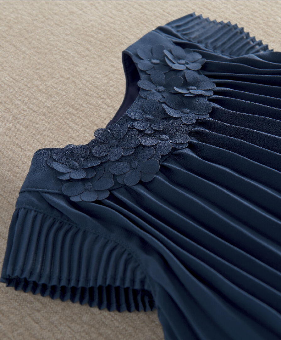 Navy Pleated Dress image number 4