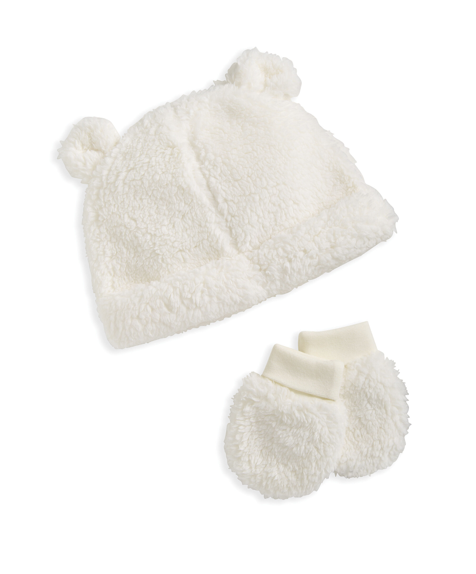 طقم قبعة وقفازات قماش ناعم- بيج image number 2