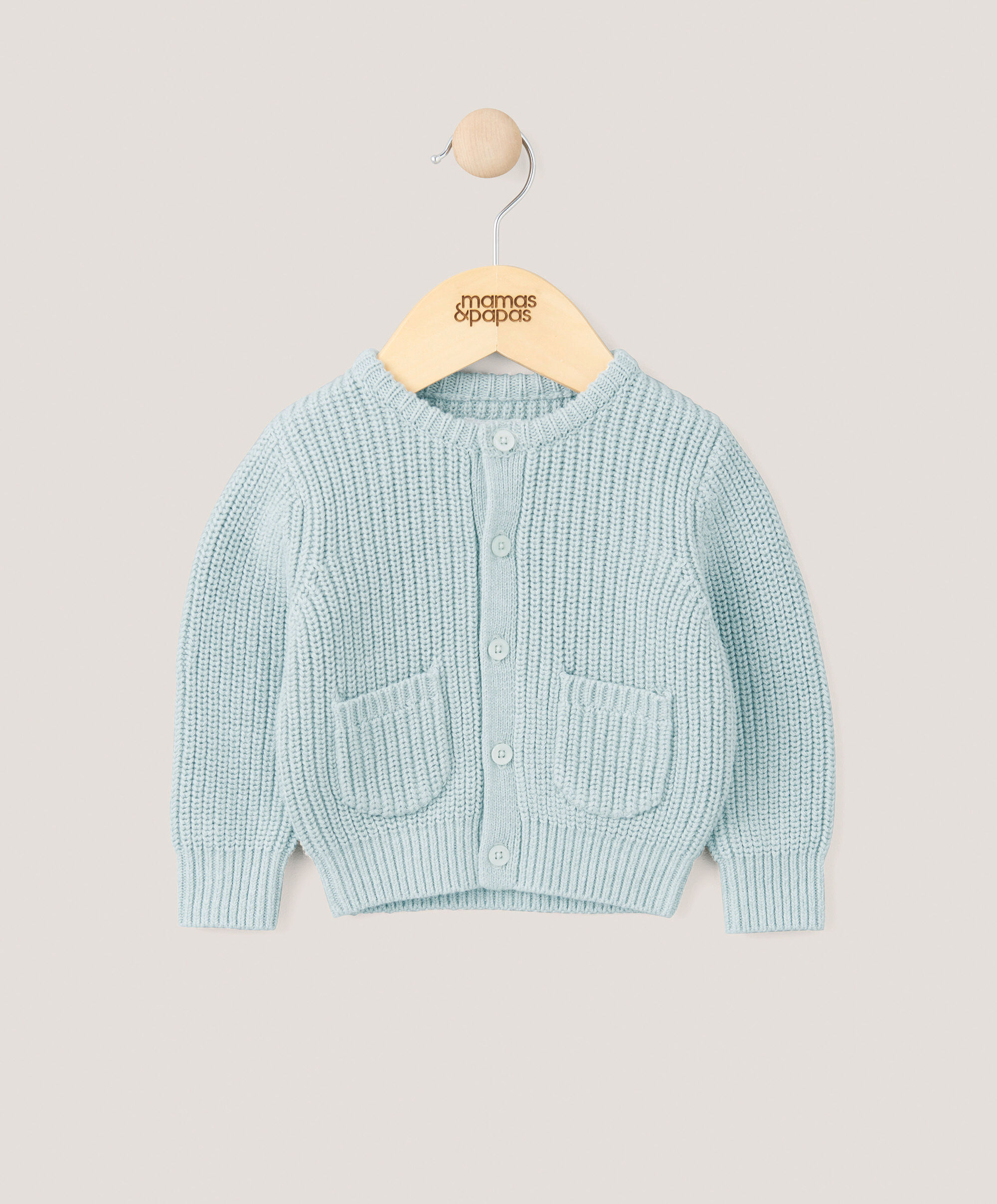 كارديغان منسوج بغرزة الضفيرة - أزرق image number 1