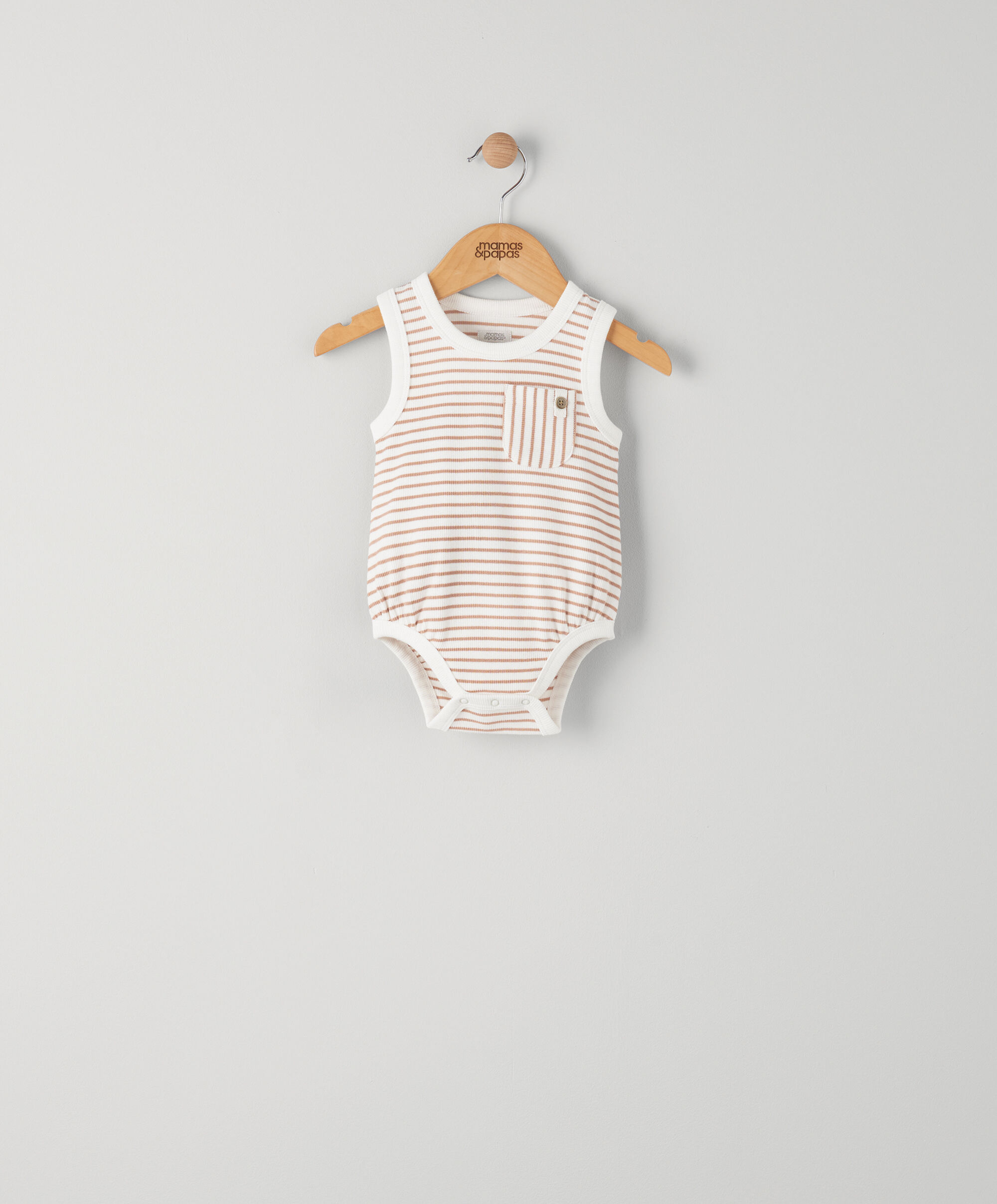 لباس قطعة واحدة بجيب ونقشة خطوط image number 1