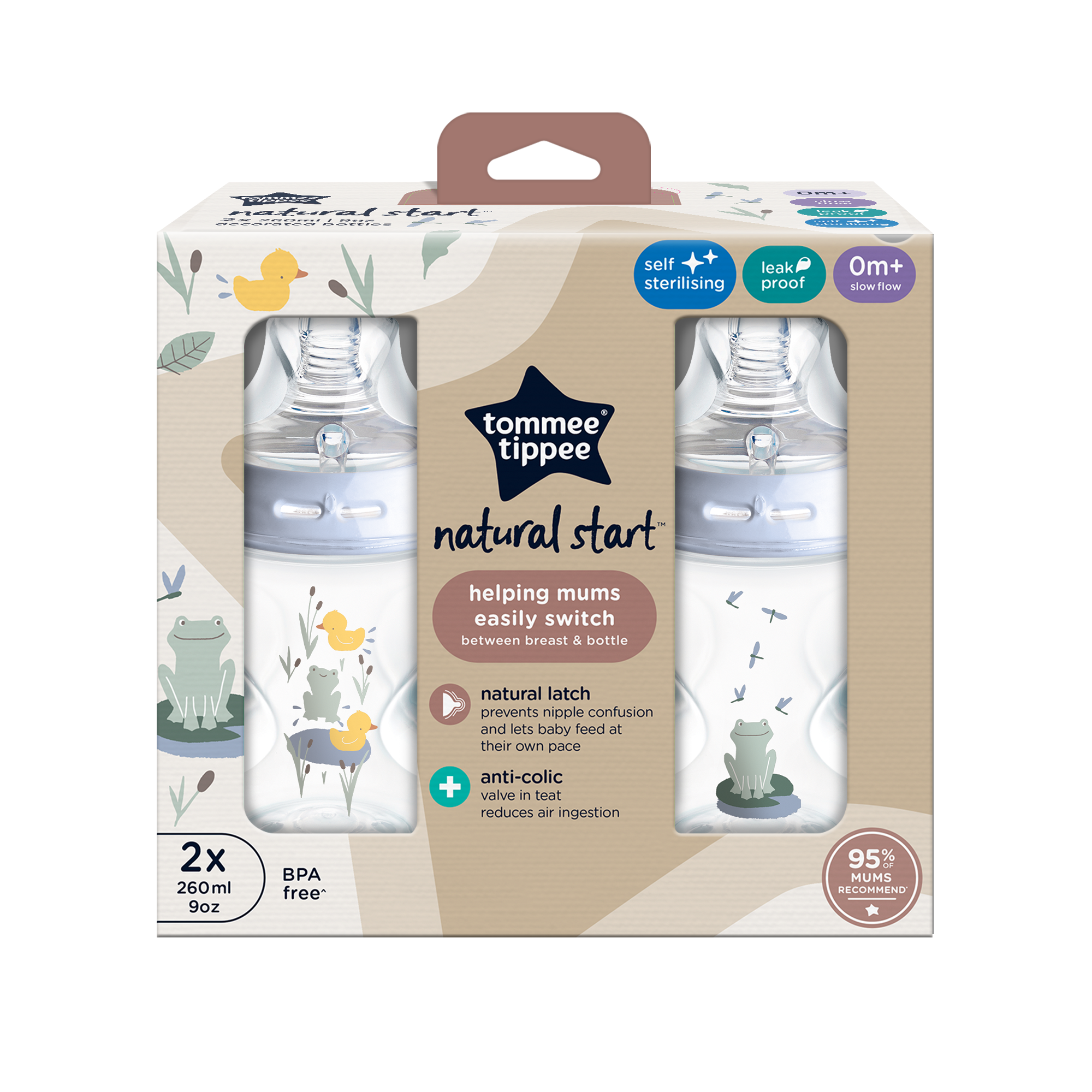 Tommee Tippee Natural Start 2X 260ml Bottles - Blue image number 2