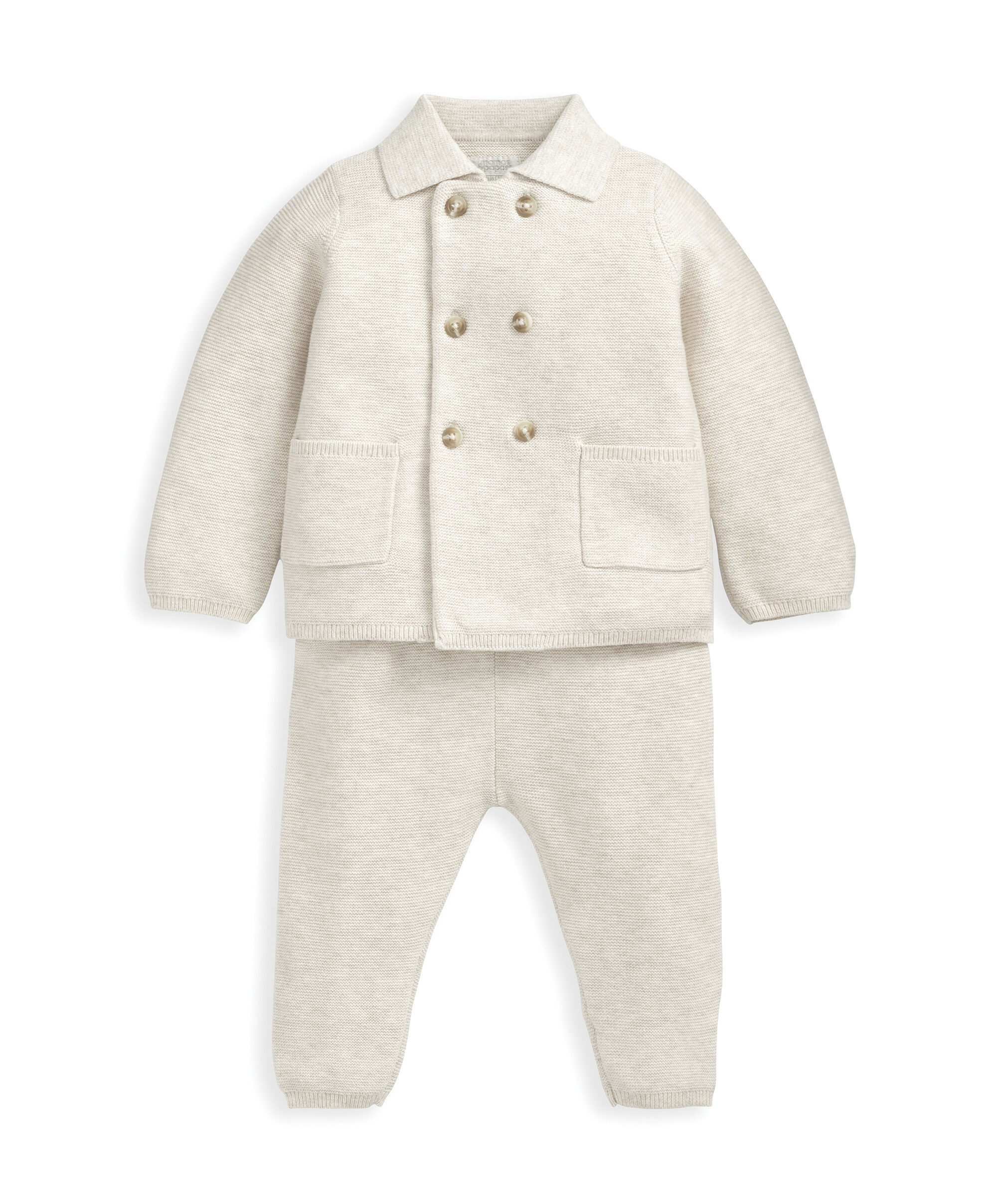 طقم بلوزة ولغينغز منسوج - بيج image number 4