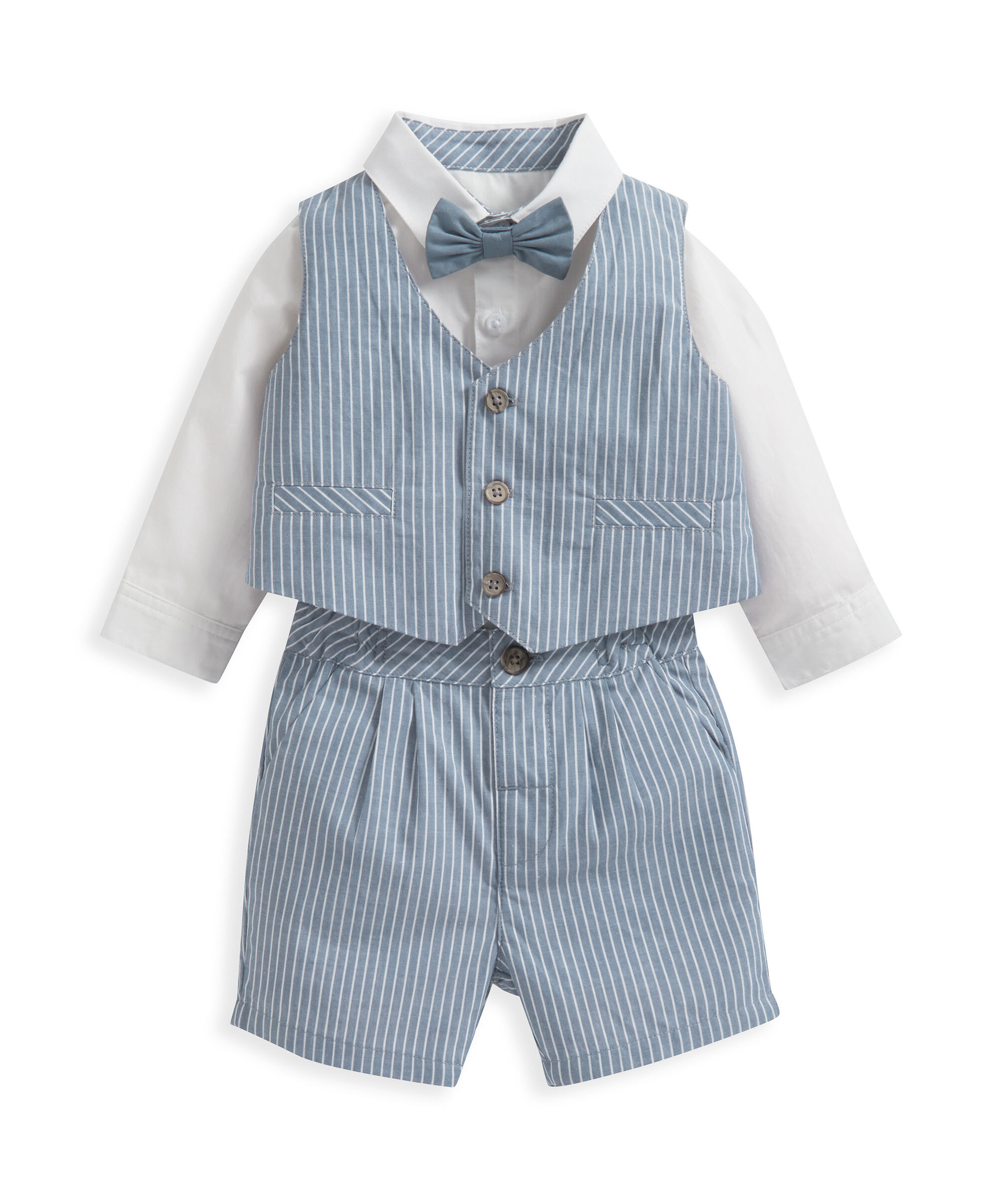 طقم بدلة بنقشة خطوط - 4 قطع image number 2