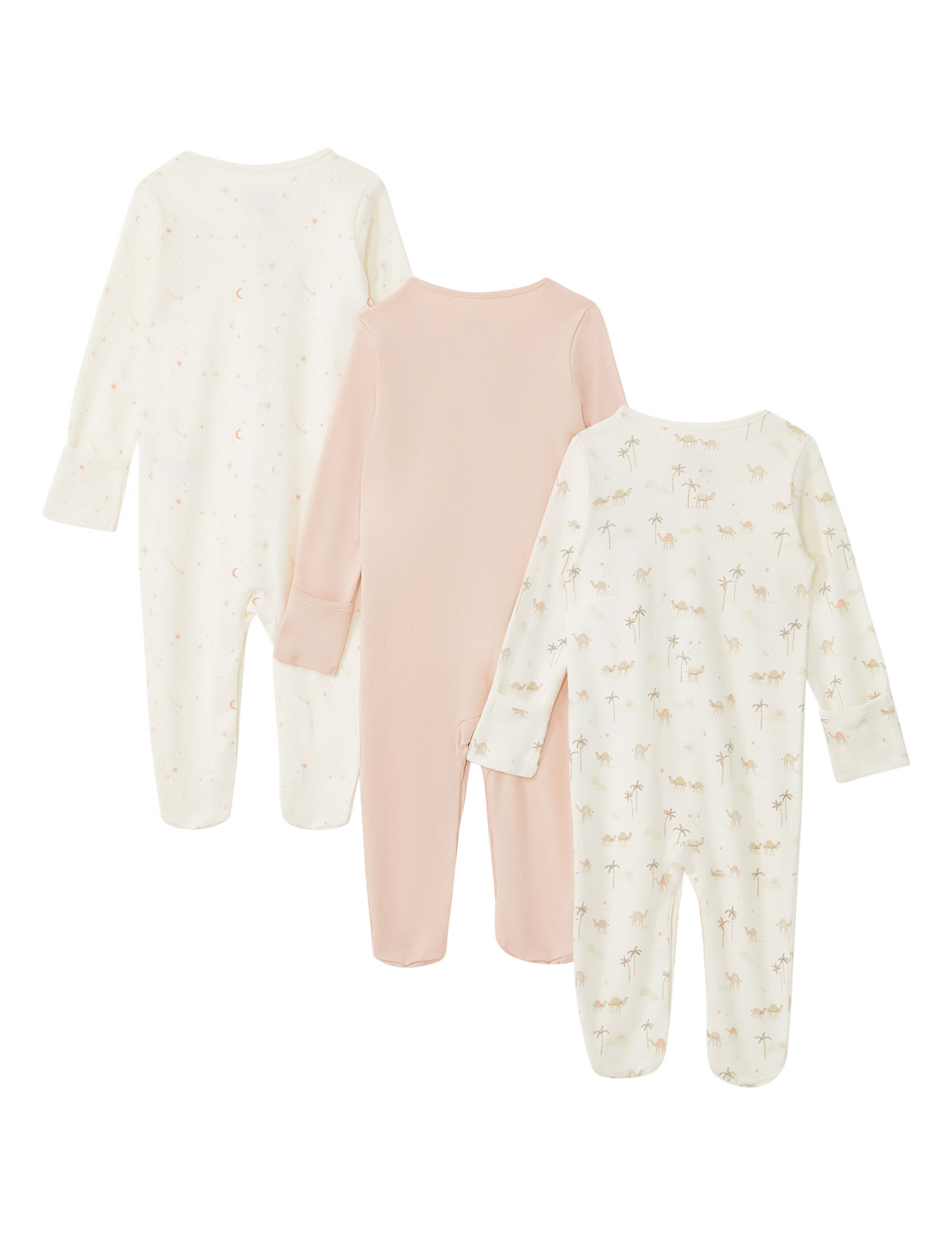 طقم بيجامات قطعة واحدة بنقشة صحراء - 3 قطع باللون الوردي image number 3