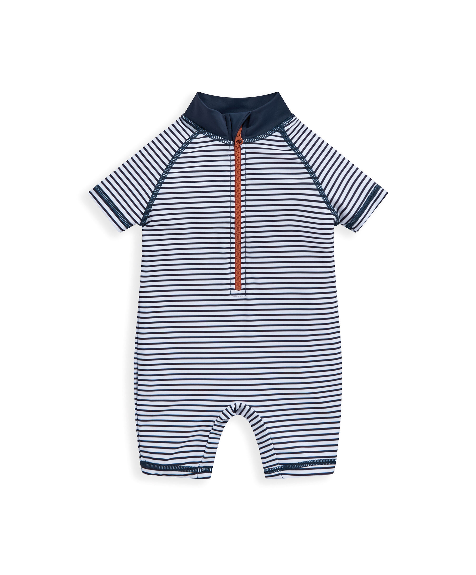 بدلة سباحة بأكمام قصيرة ونقشة خطوط image number 2