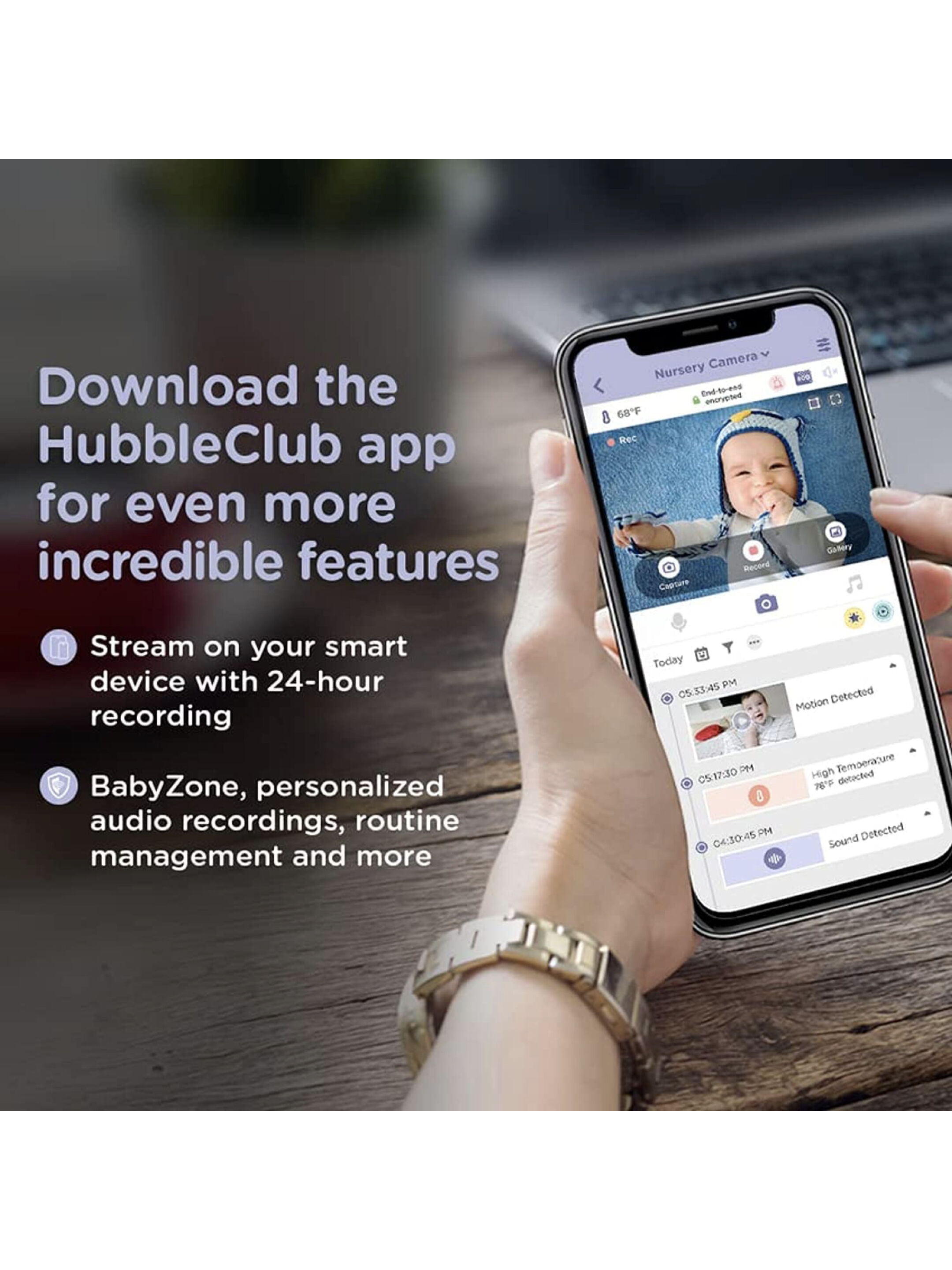 كاميرا هابل ذكية وعالية الوضوح بضوء ليلي لمراقبة الطفل image number 3