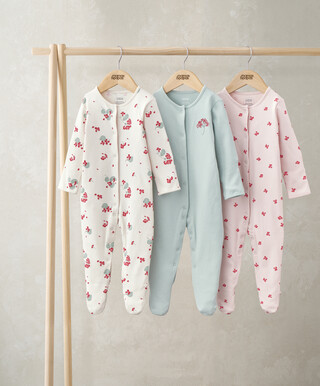 3 Pack Geranium Sleepsuits 3 Pack Geranium Sleepsuits