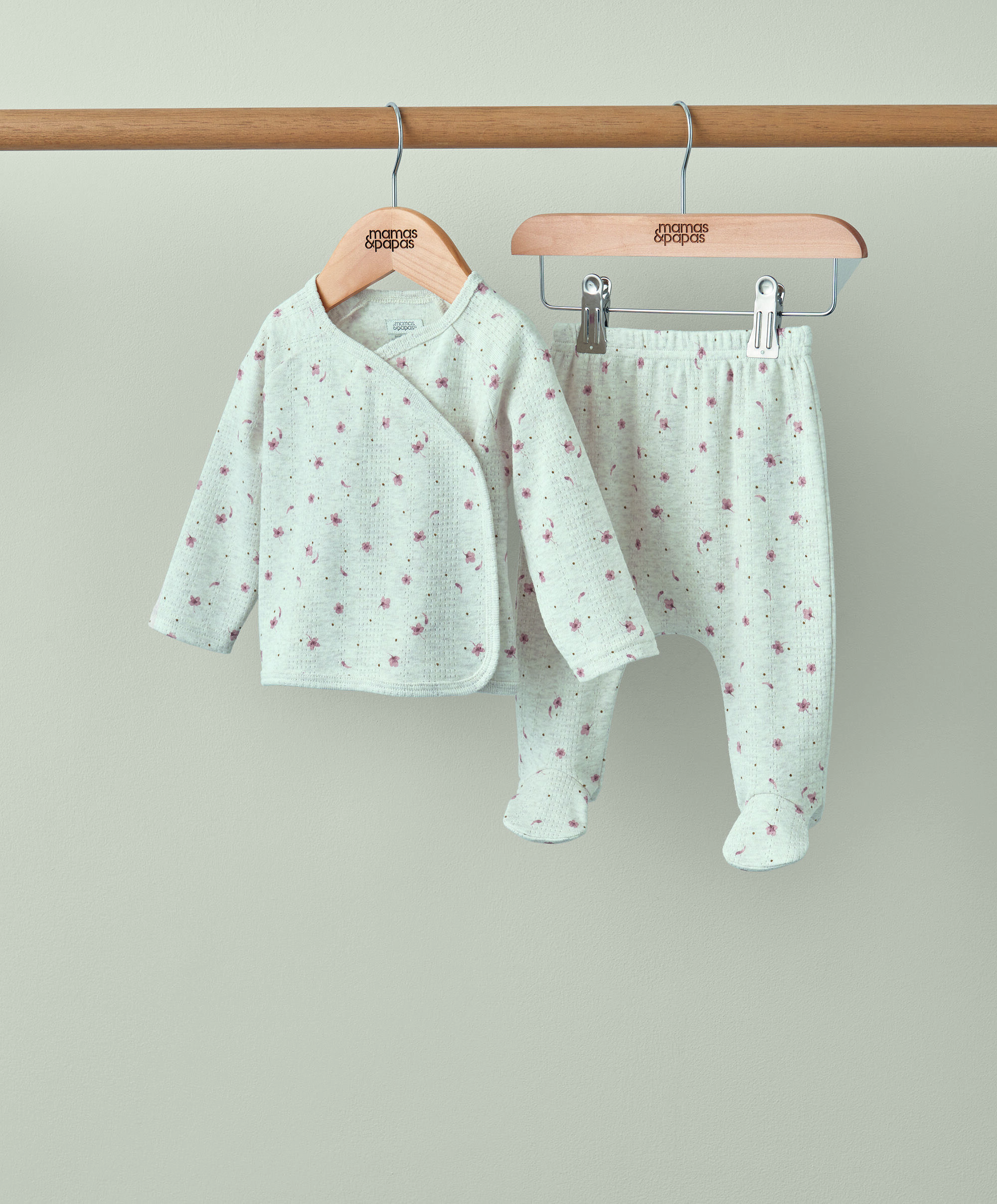 طقم جيرسيه بنقشة زهور بونتيل - قطعتان image number 1