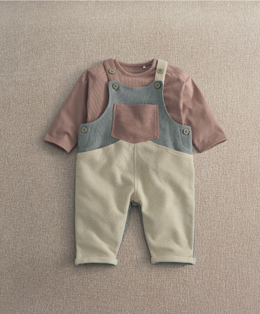 2pc Colour Block Dungaree Set image number 2