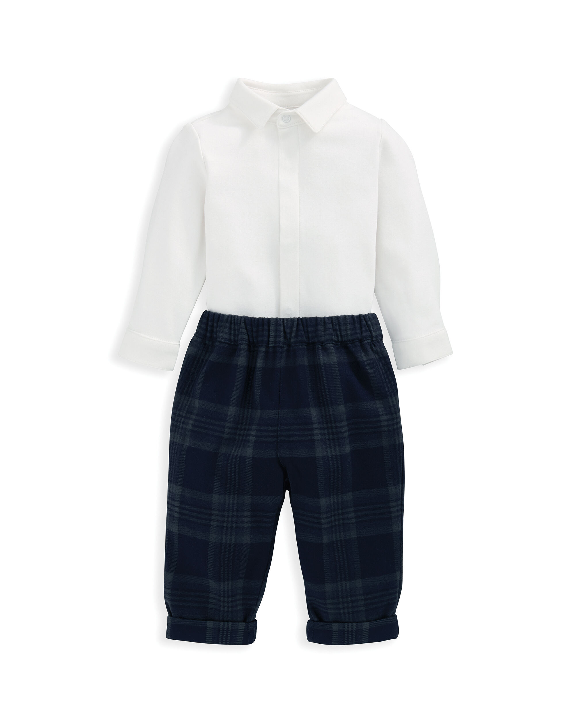 طقم بنطال بنقشة مربعات ولباس قطعة واحدة - قطعتان image number 4