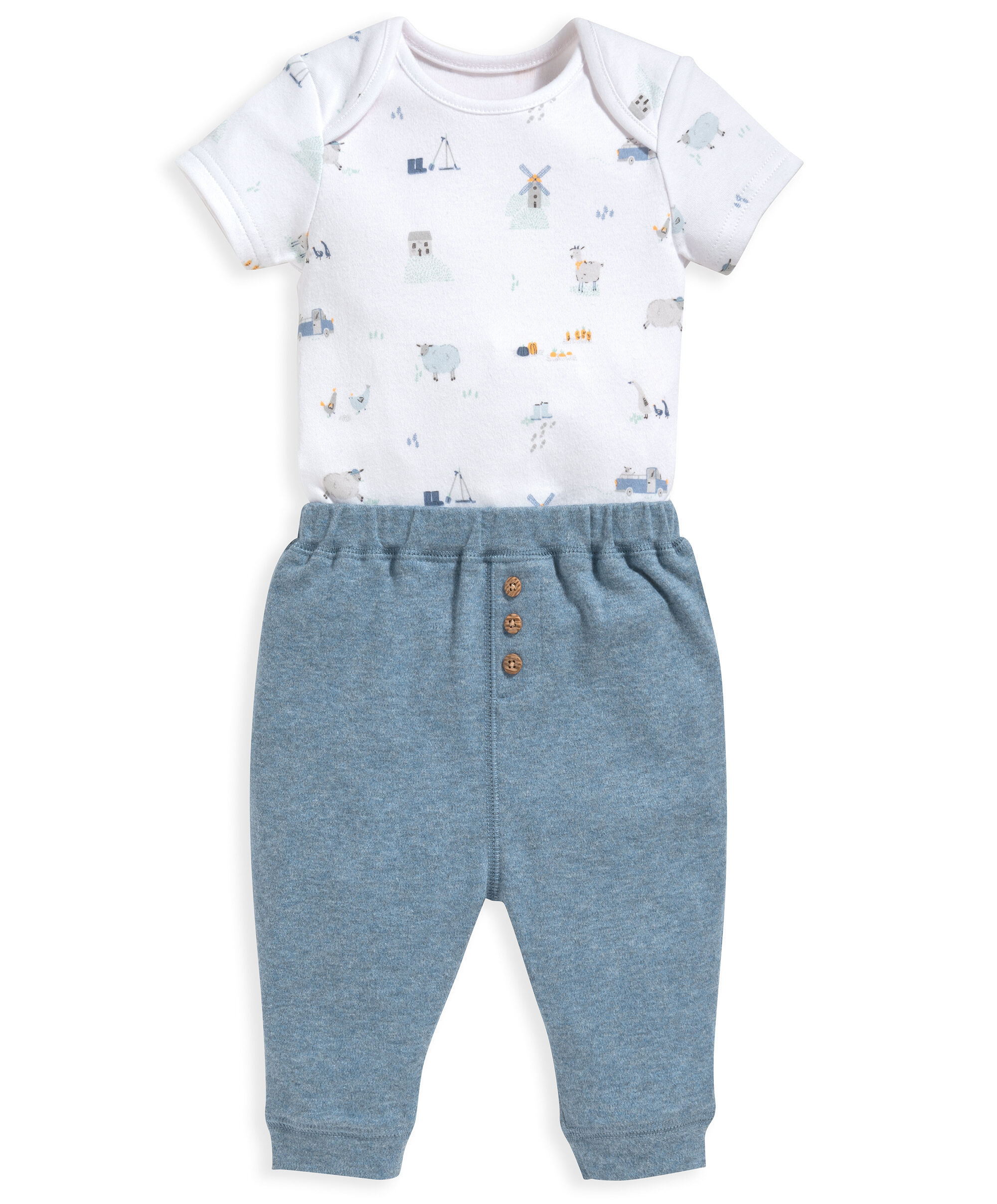 طقم تي شيرت بنقشة مزرعة ولغينغز - قطعتان image number 1