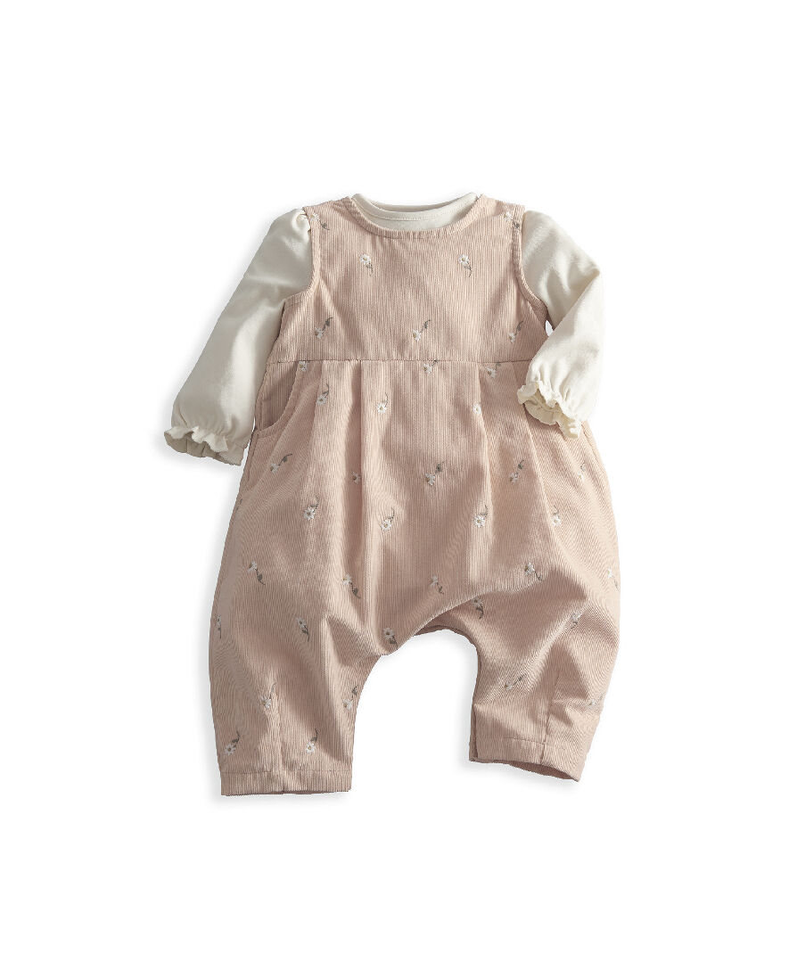 2pc Cord Embroidered Romper Set image number 2