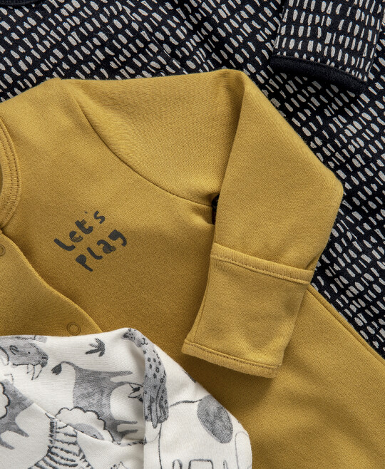 طقم بيجاما قطعة واحدة قطن جيرسيه بنقشة سفاري باللونين الأبيض والأسود - 3 قطع طقم بيجاما قطعة واحدة قطن جيرسيه بنقشة سفاري باللونين الأبيض والأسود - 3 قطع image number 2