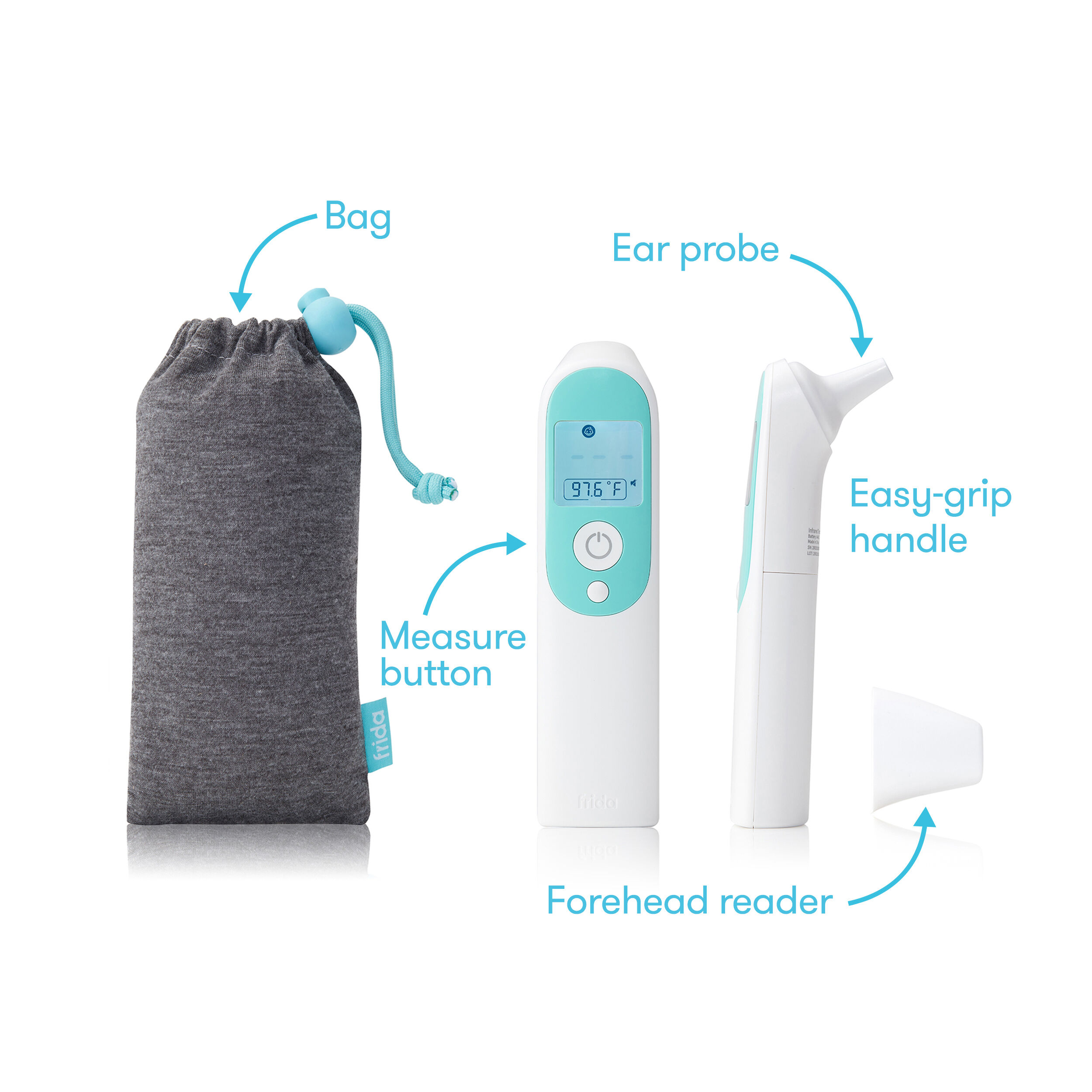 ميزان حرارة بالأشعة تحت الحمراء 3 في 1 للأذن والجبين وبدون لمس ببطاريتين AAA image number 10