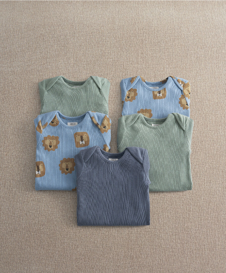 5Pk Lion Print L/S Boysuits image number 2