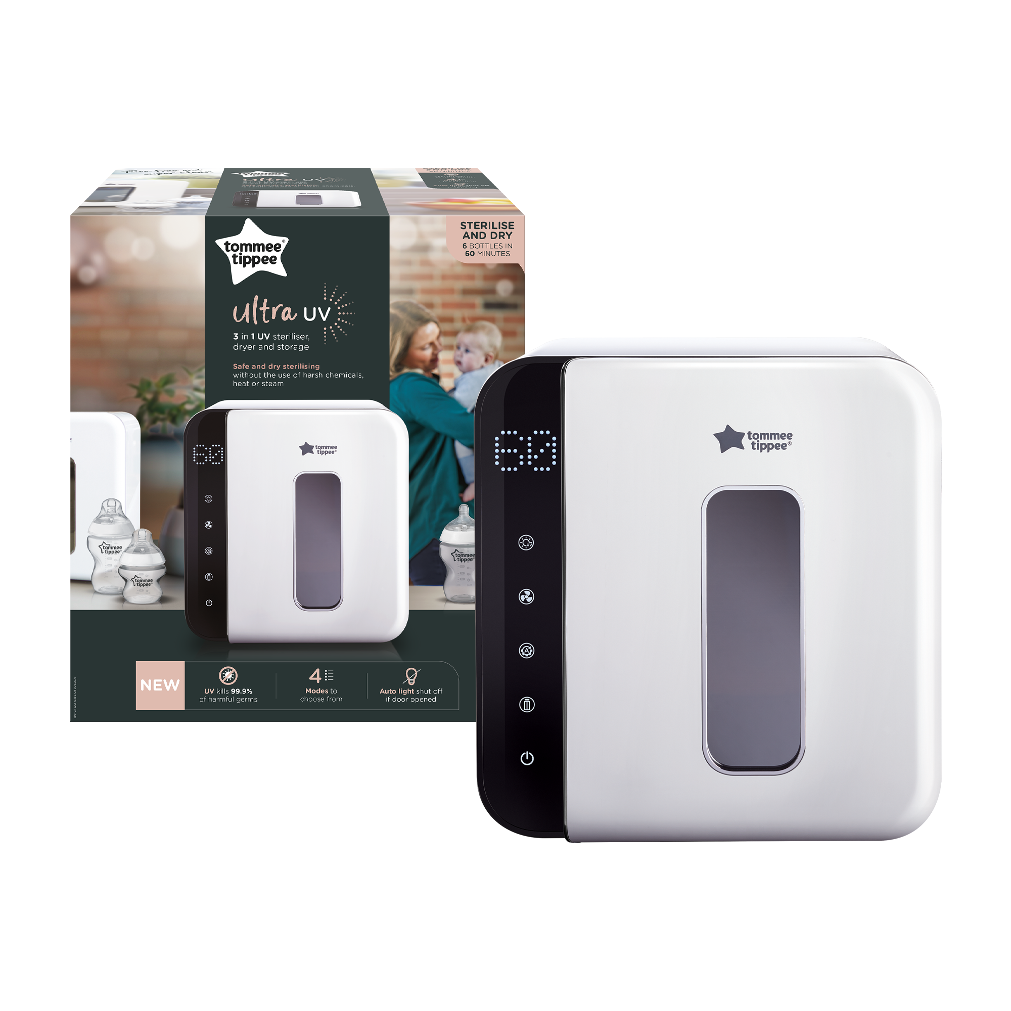 جهاز التعقيم بالأشعة فوق البنفسجية لرضّاعات الأطفال من تومي تيبي 3 في 1 &ndash; للتعقيم، التجفيف والتخزين image number 1