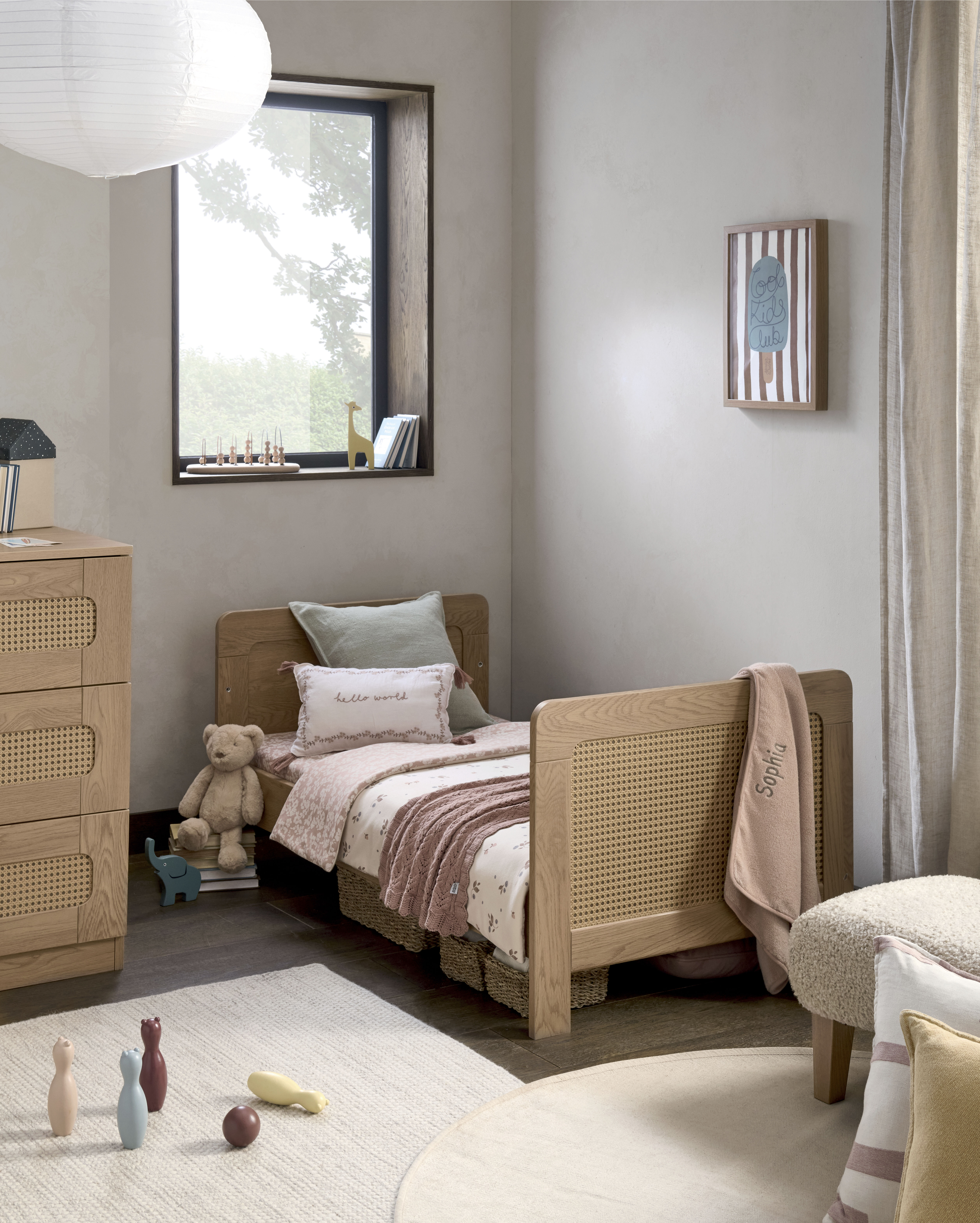 مجموعة مهد وطاولة تغيير إسنا بلون راتان، قطعتين image number 3