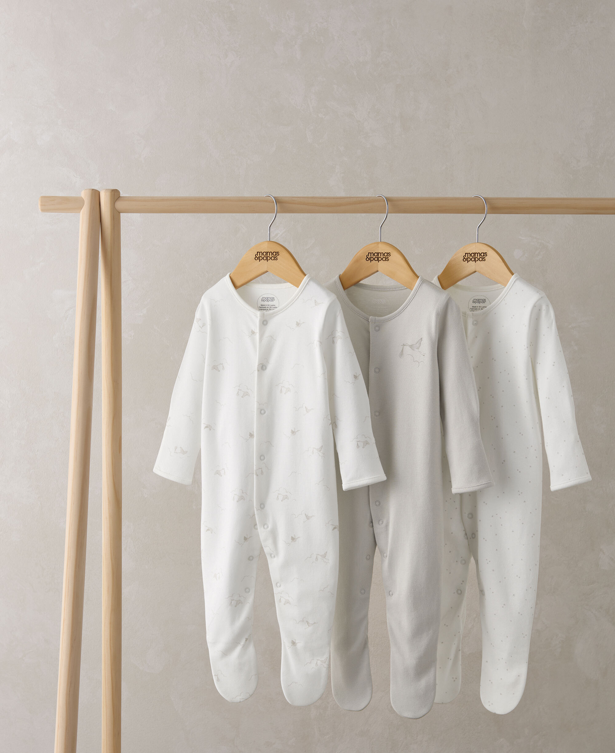 طقم بيجاما قطعة واحدة بنقشة طائر اللقلق - 3 قطع image number 1