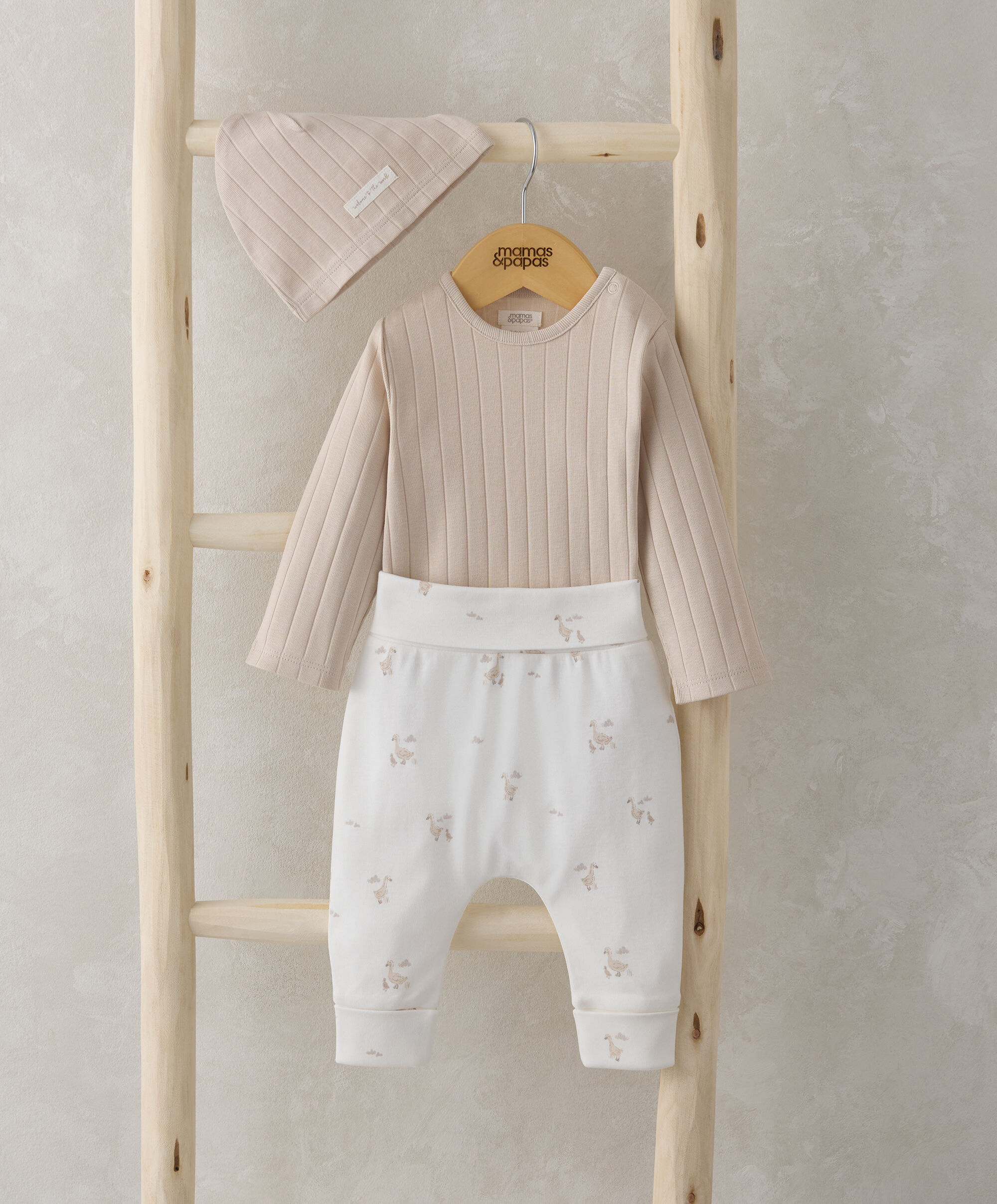 طقم لباس قطعة واحدة وقبعة ولغينغز بنقشة بط  image number 1