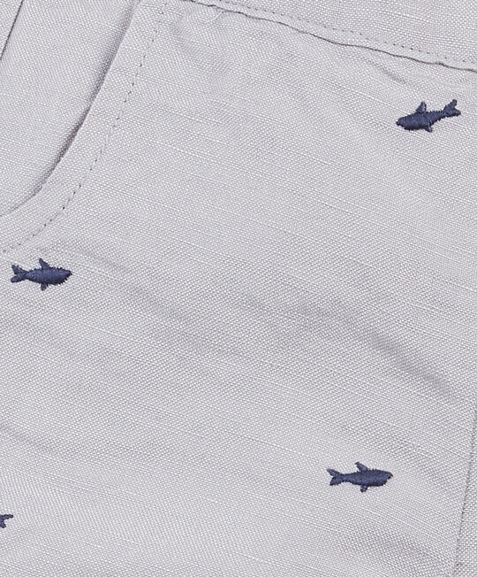 Embroidered Shark Print Shorts image number 3