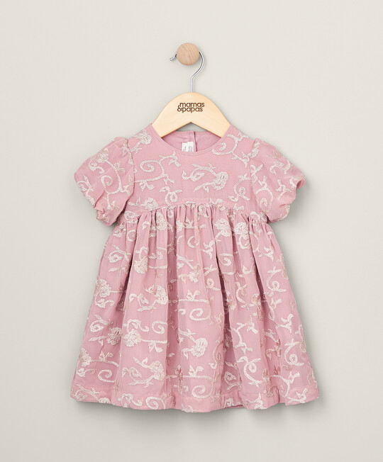 فستان مطرز للعيد - وردي فستان مطرز للعيد - وردي image number 1