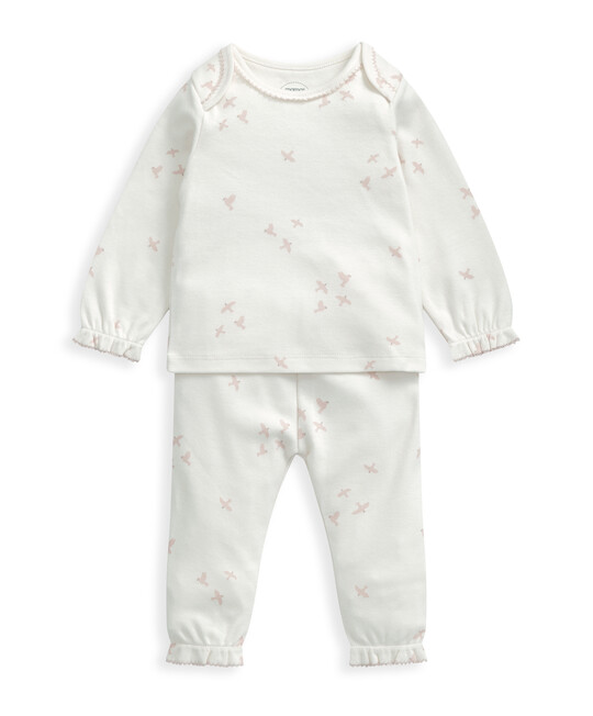 بيجاما جيرسيه بنقشة طيور - وردي وكريمي بيجاما جيرسيه بنقشة طيور - وردي وكريمي image number 2