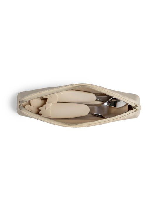 طقم أدوات طعام سيليكون مع حافظة من سيترون - بيج طقم أدوات طعام سيليكون مع حافظة من سيترون - بيج image number 5