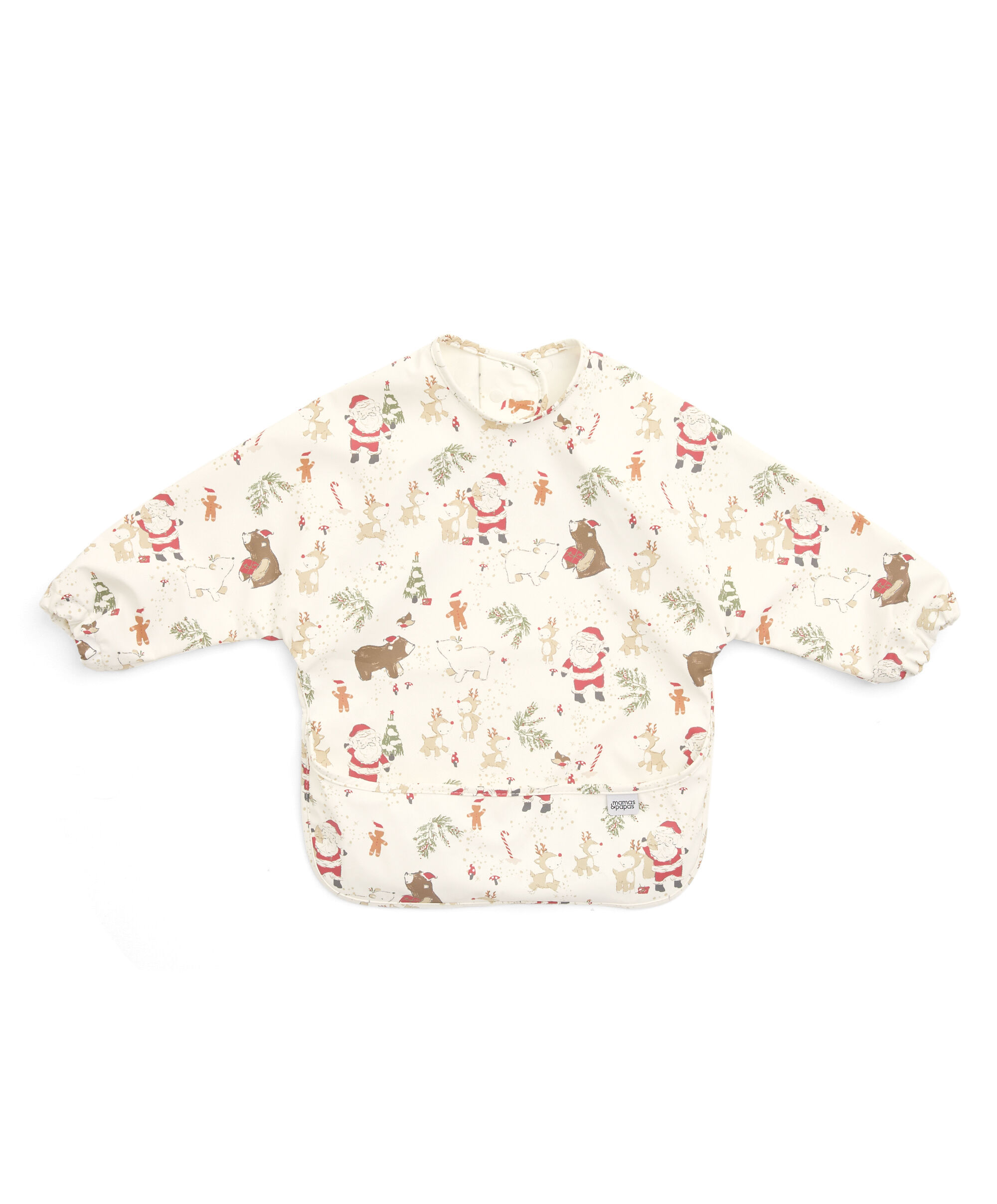 طقم مريلات بأكمام طويلة ونقشة سانتا والأصدقاء، قطعتين بإصدار للكريسماس image number 2