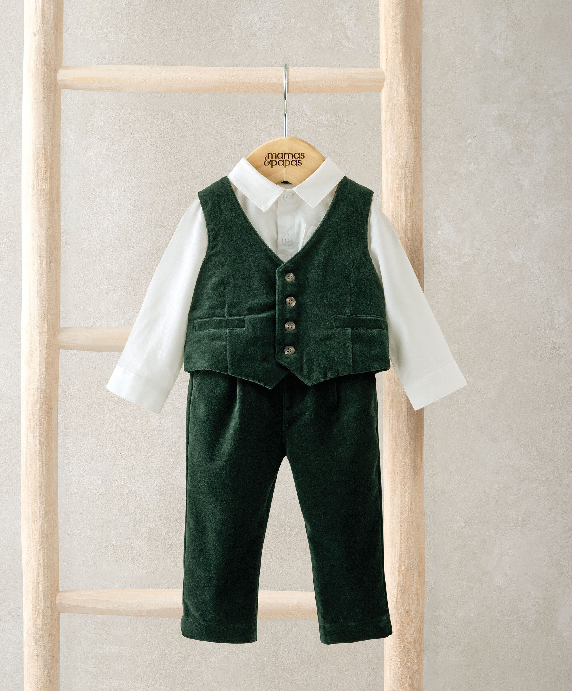 طقم بدلة مخمل بلون أخضر، 3 قطع image number 1