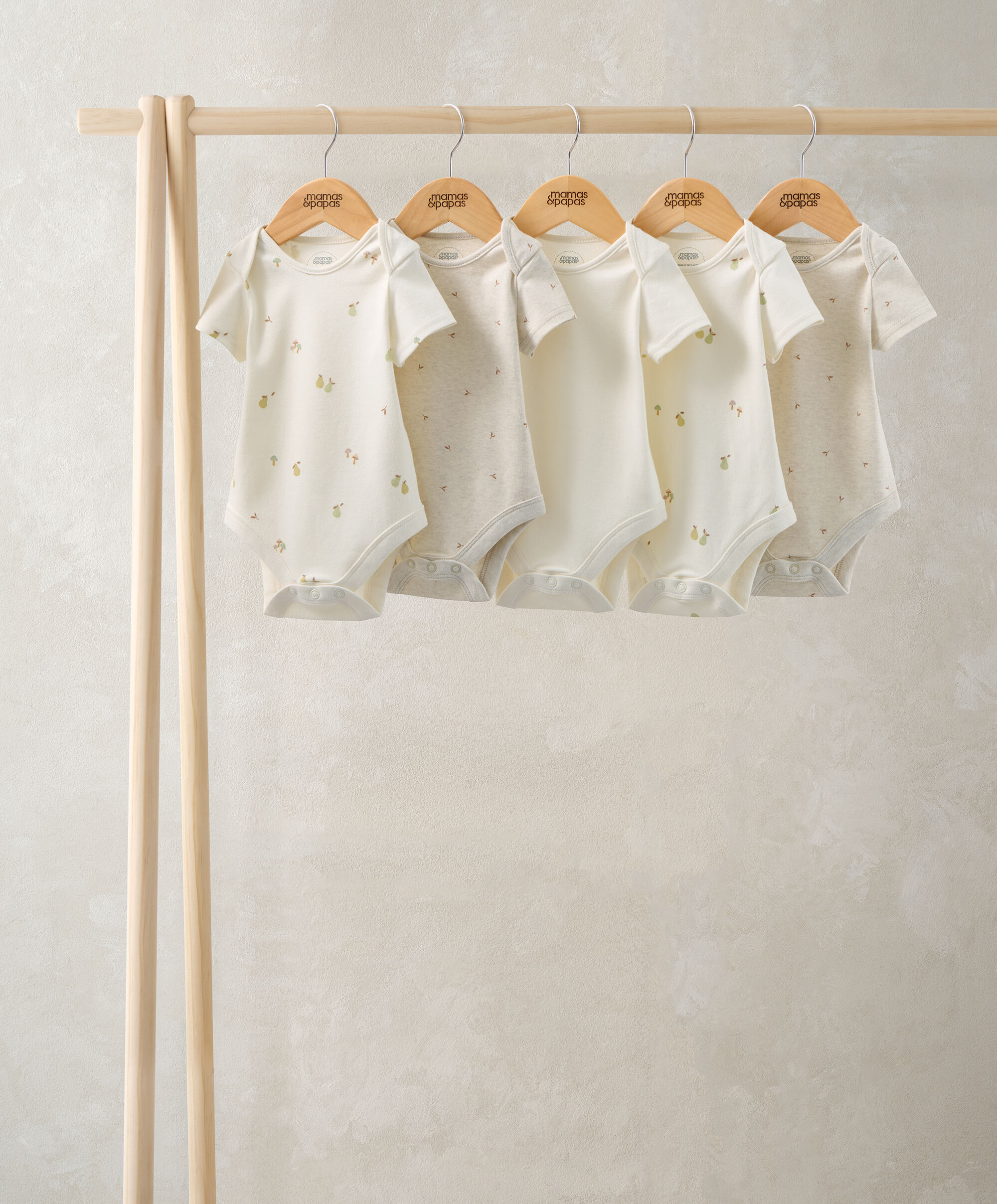 طقم بودي سوت بأكمام قصيرة بنقشة كمثرى (5 قطع) image number 1