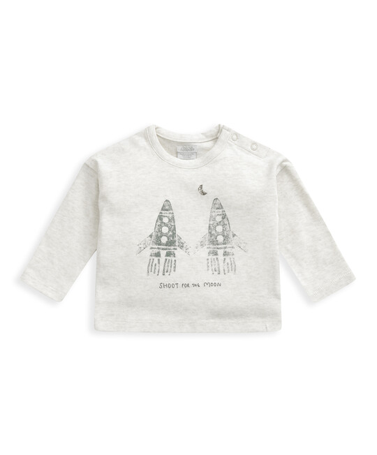 تي شيرت بأكمام طويلة وطبعة صاروخ تي شيرت بأكمام طويلة وطبعة صاروخ image number 2