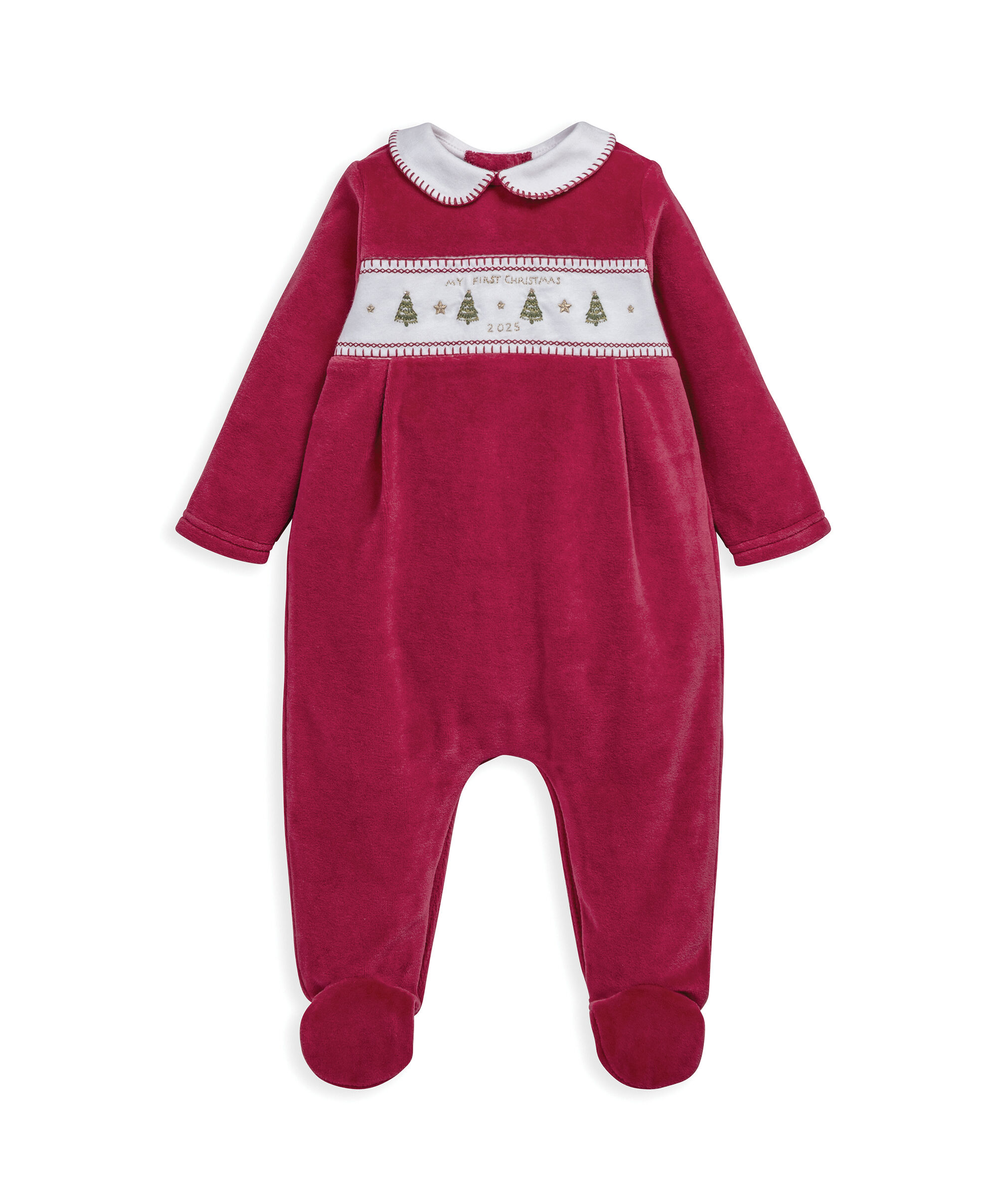 لباس قطعة واحدة بياقة وتطريز "ماي فيرست كريسماس" image number 4