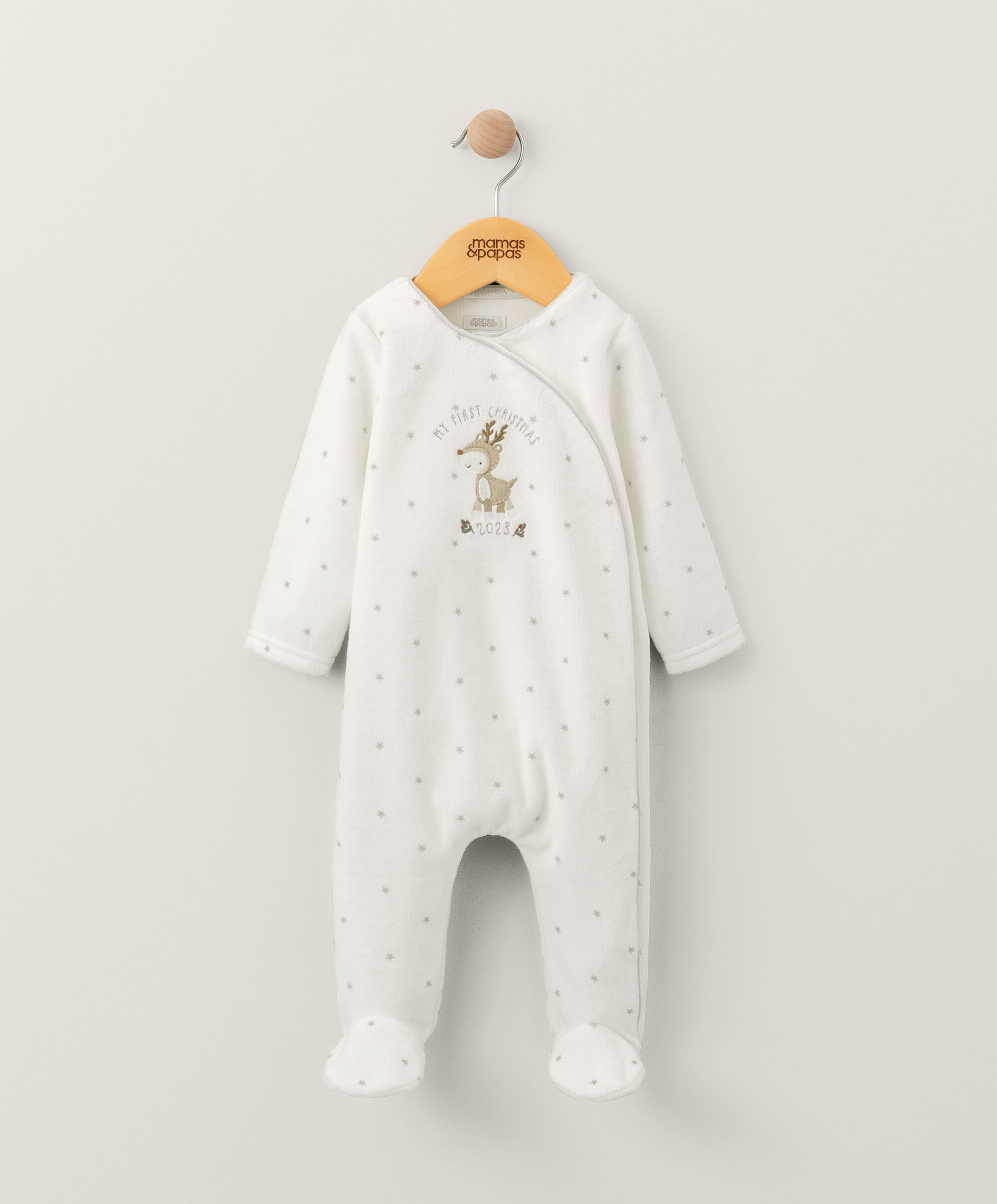 لباس الكل في واحد بعبارة My First Christmas - أبيض image number 1