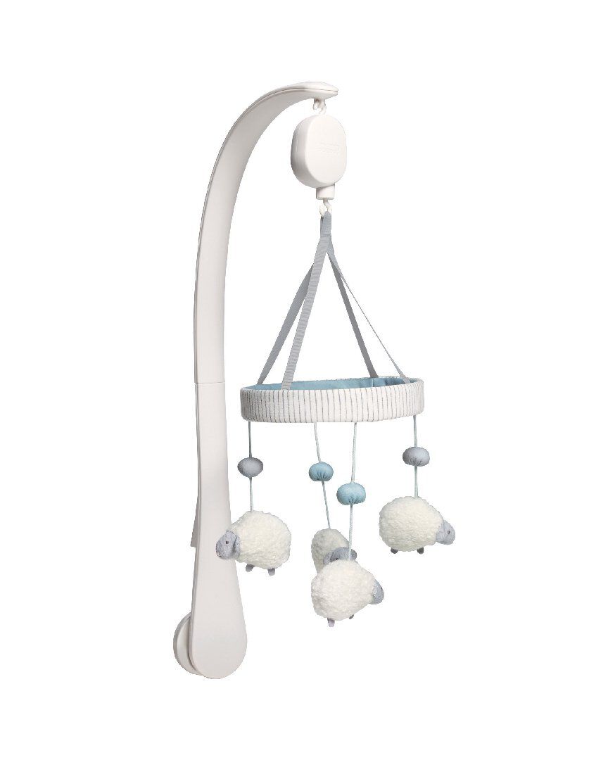 ألعاب مهد متحركة بتصميم خروف بموسيقى ويلكم تو ذا وورلد - أزرق وأبيض