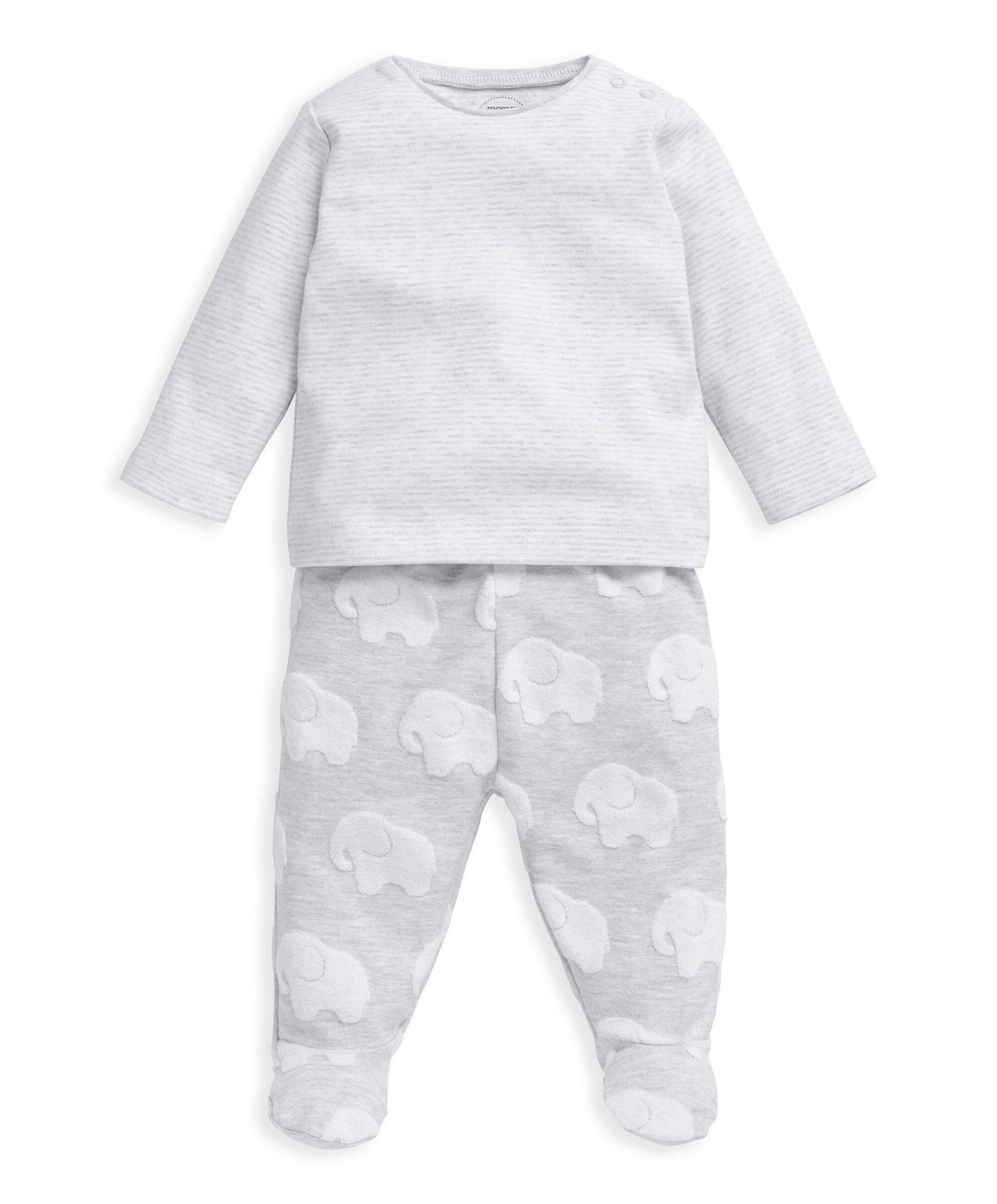 طقم بلوزة ولغينغز بملمس بارز ونقشة فيل - قطعتان image number 1