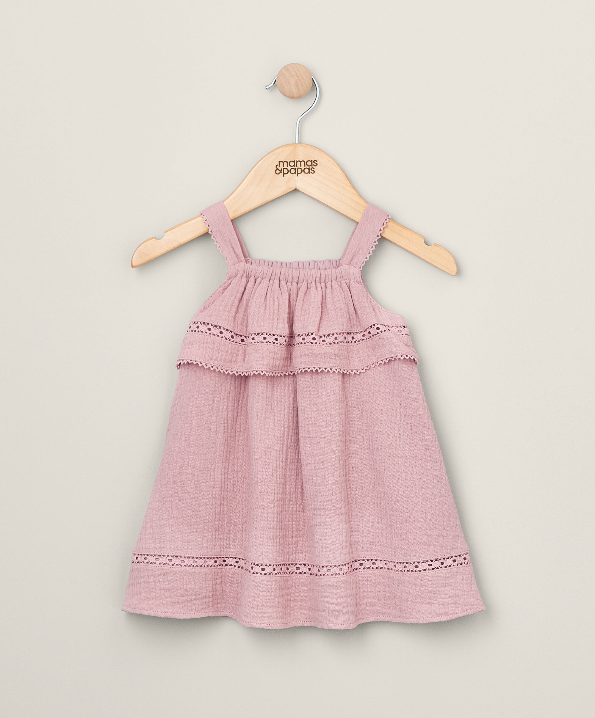 فستان بحافة دانتيل - وردي image number 1