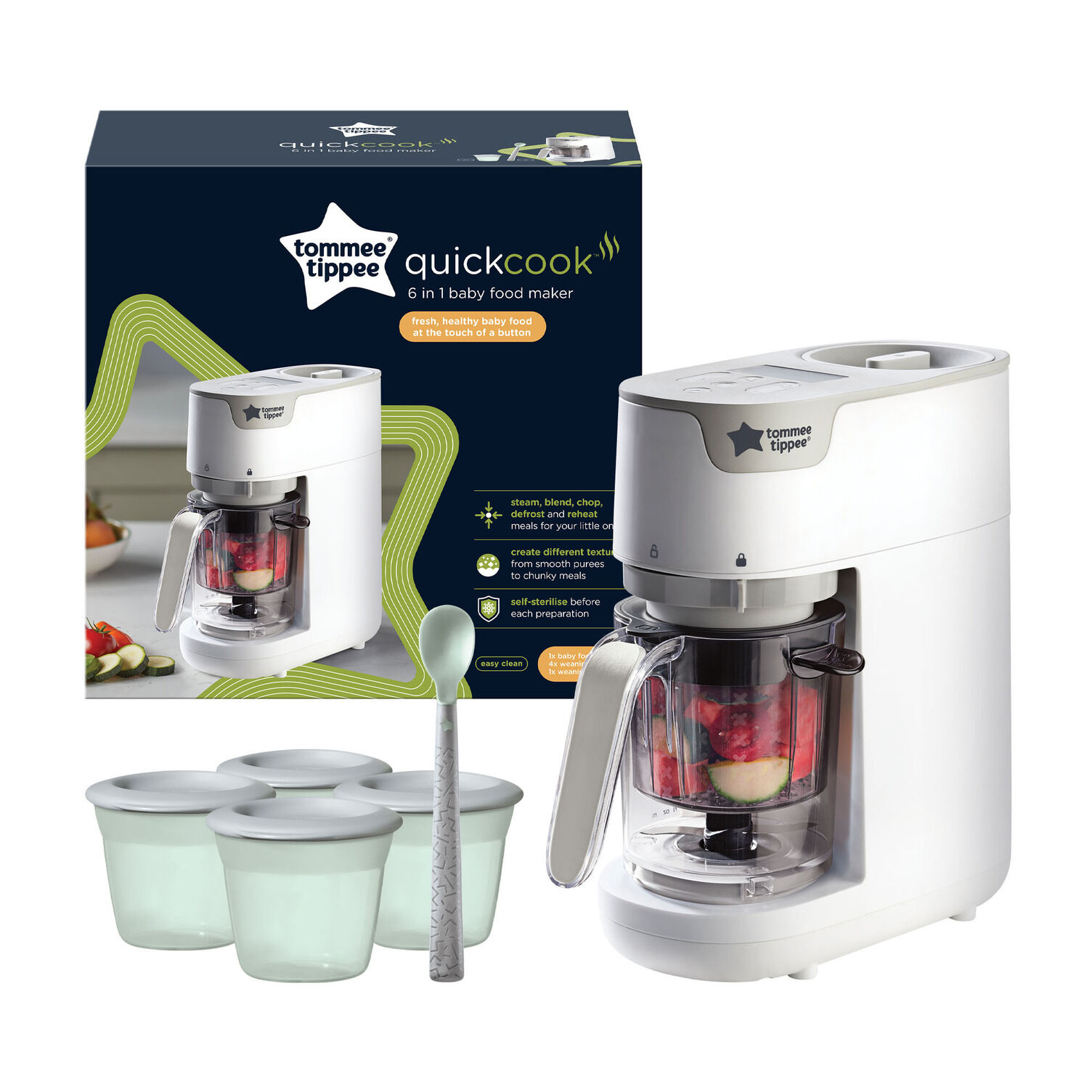 Tommee Tippee Quick Cook 6 IN 1 Food Maker - White image number 5