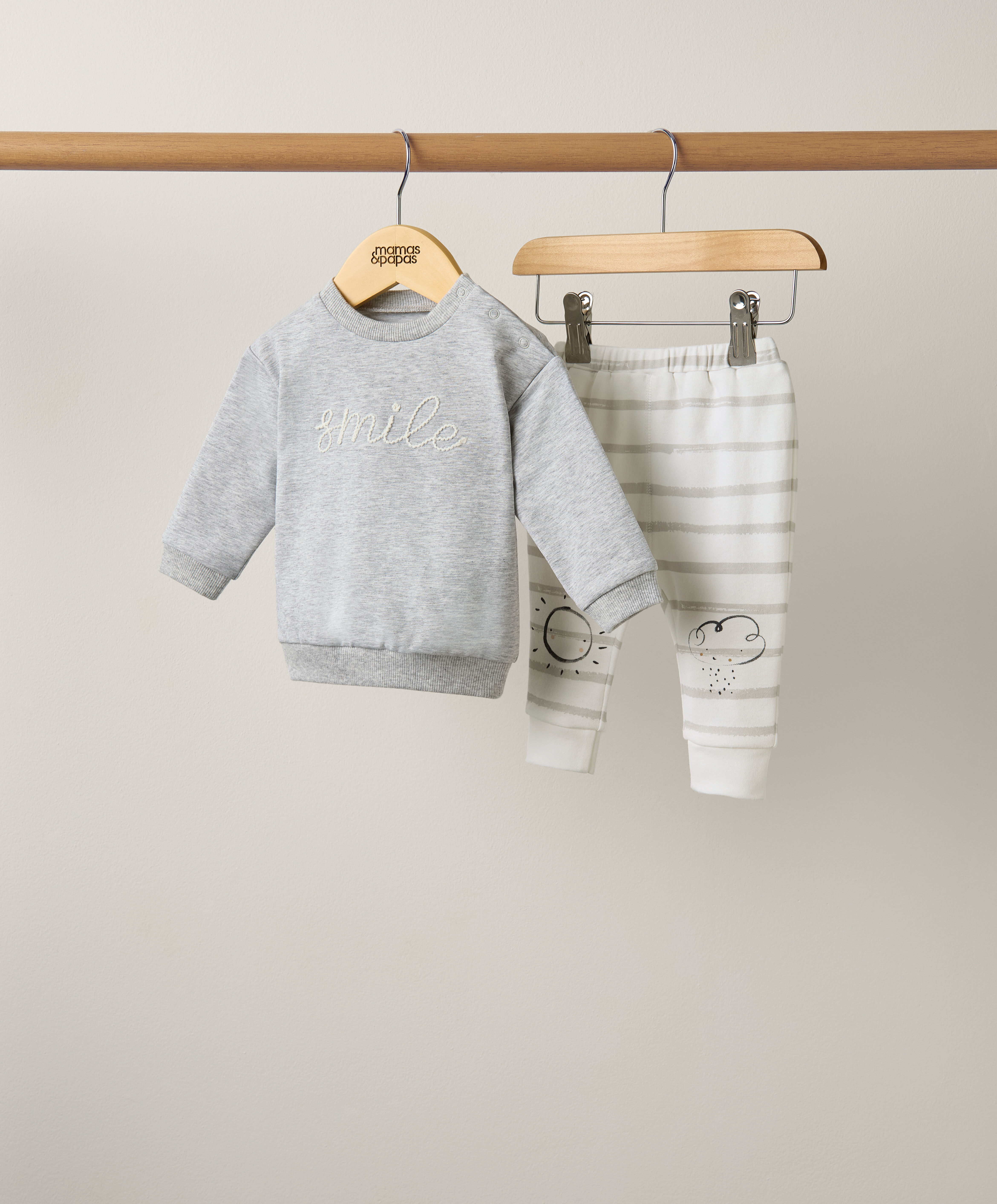 طقم جيرسيه مزين بكلمة Smile - قطعتان image number 3