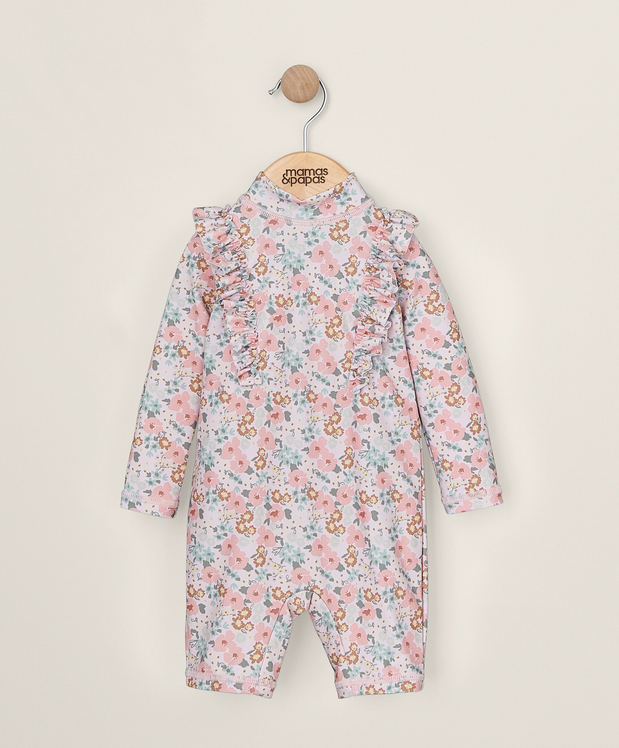 بدلة سباحة بأكمام قصيرة ونقشة زهور image number 1