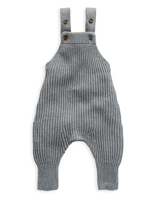 Grey Knitted Ribbed Dungaree