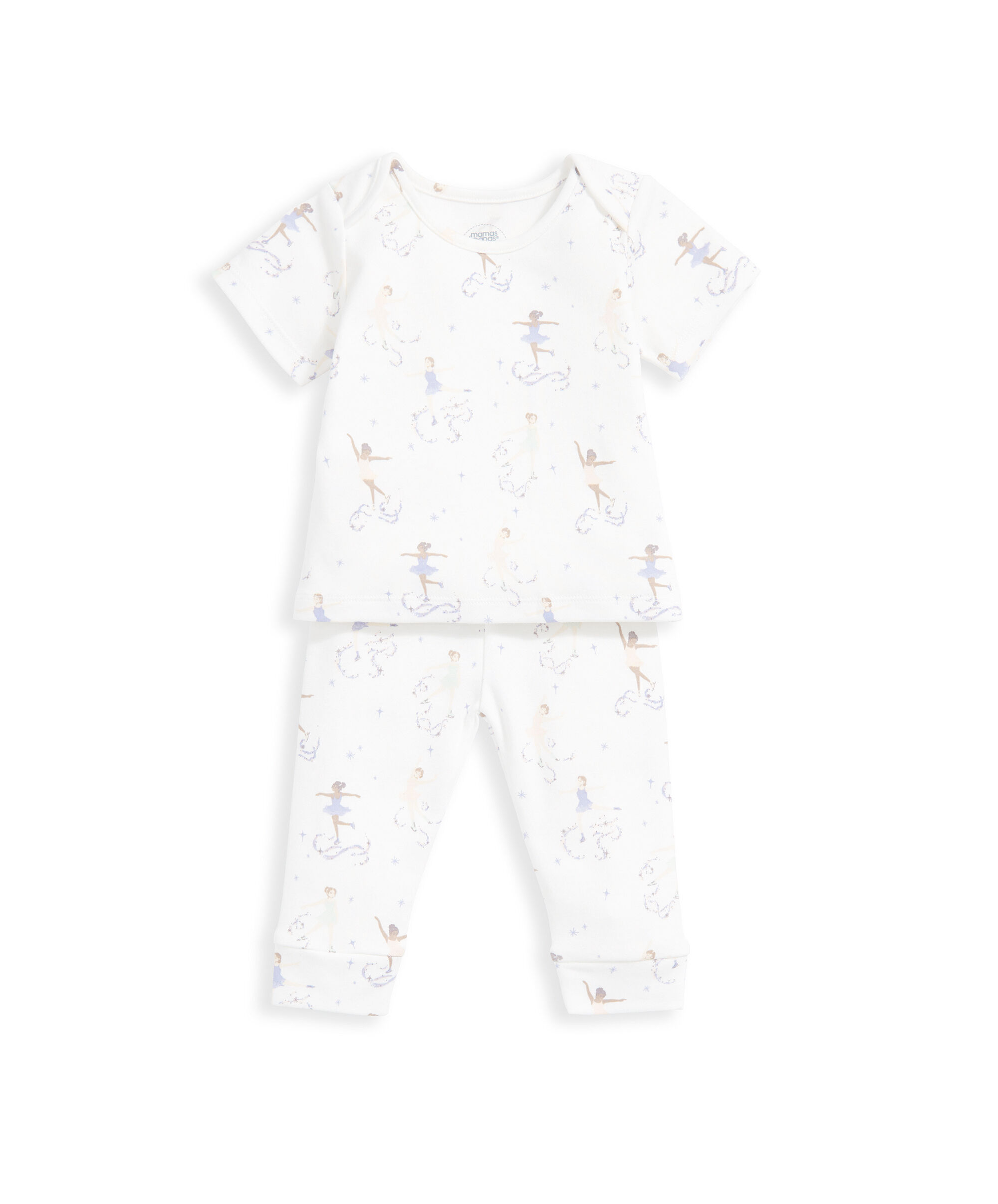 طقم بيجاما جيرسيه بنقشة راقصة باليه على الثلج - قطعتان بلون وردي image number 4