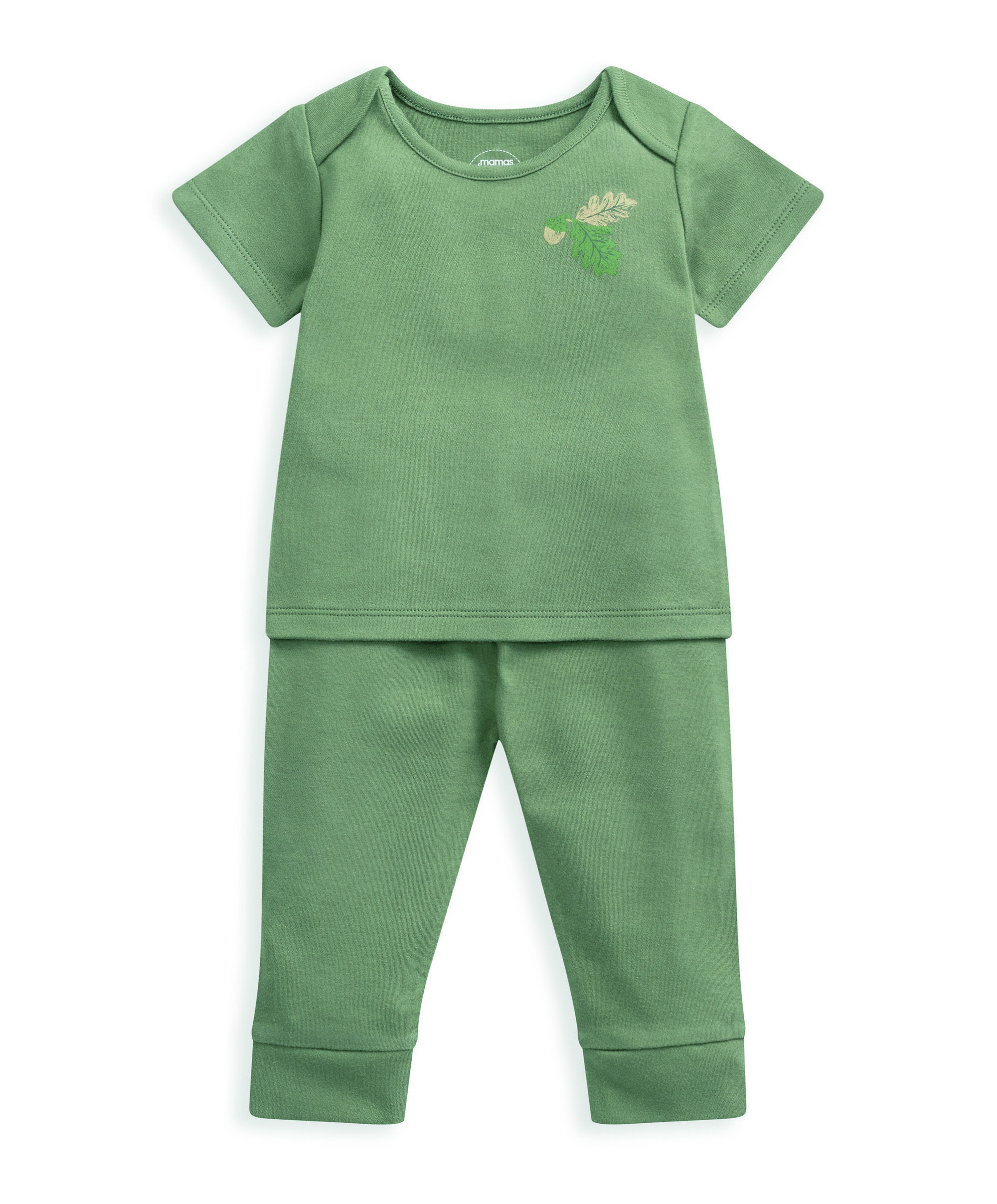 طقم بيجاما جيرسيه بطبعة أوراق شجر - قطعتان image number 2