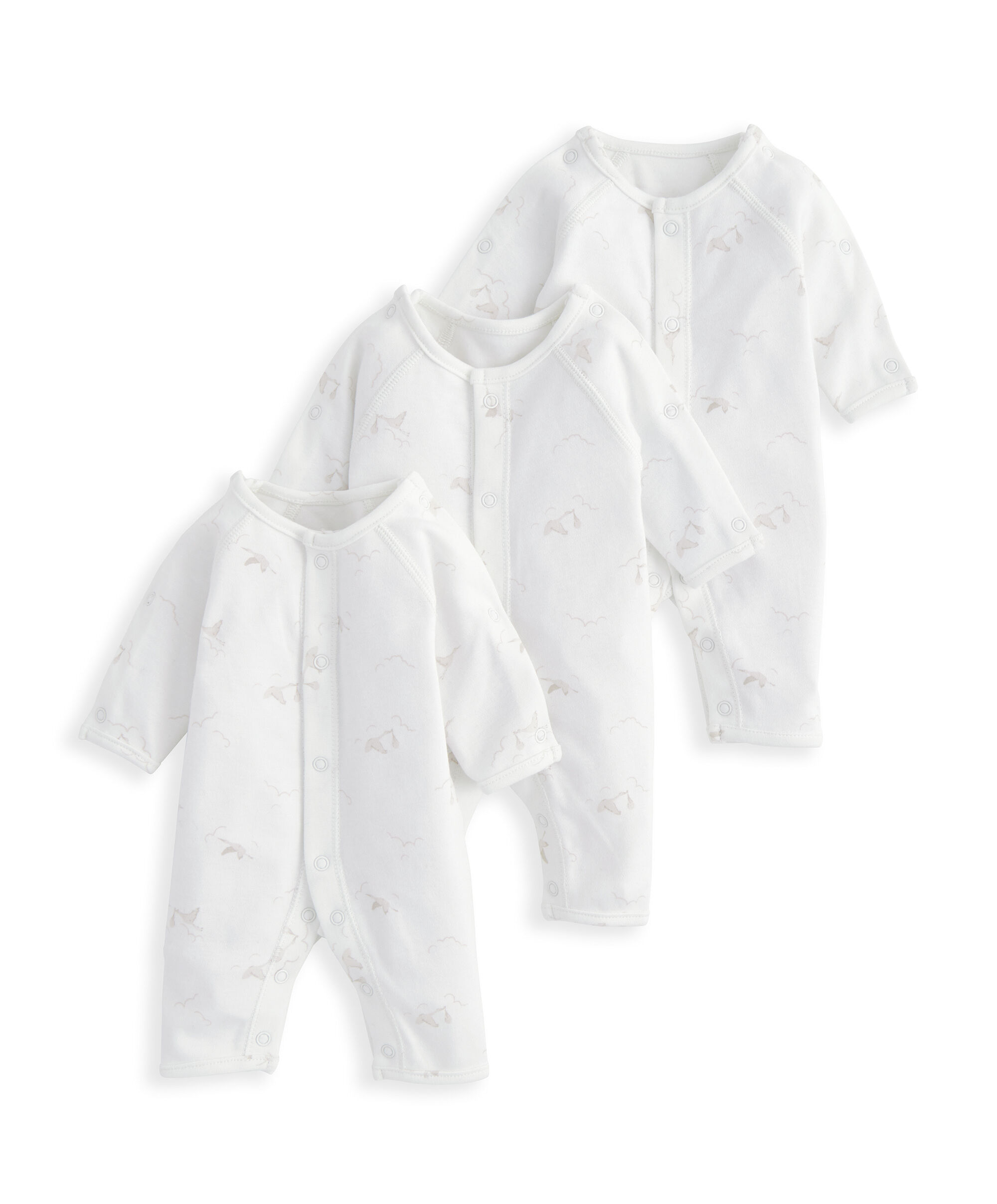 Stork Print Romper (Set of 3) - Premature image number 2