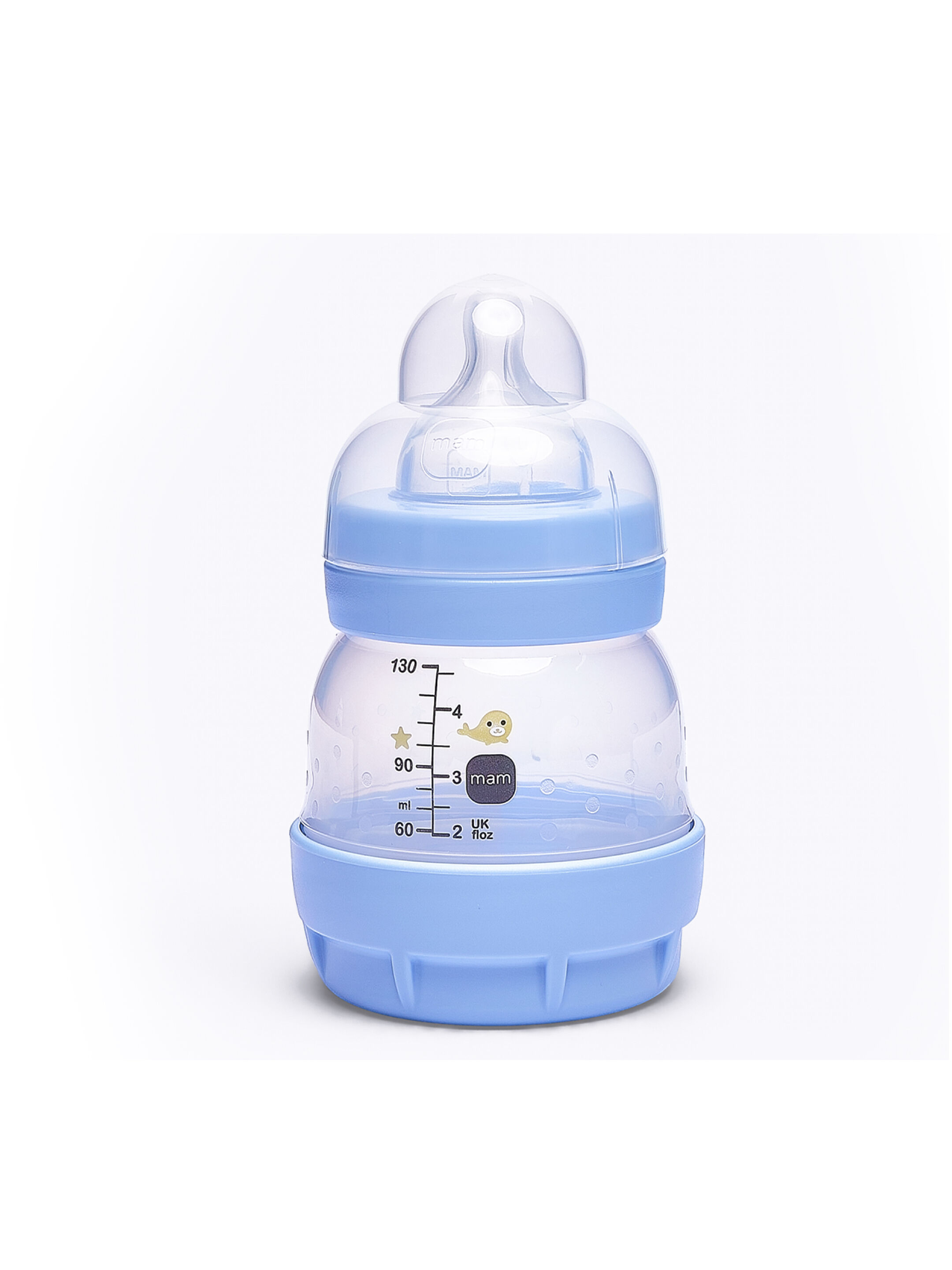 عبوة زجاجة رضاعة مرنة سيليكون مام بيبي إيزي ستارت مضادة للمغص - من سن الولادة فما فوق | سي لايف بلو - 3 قطع image number 3