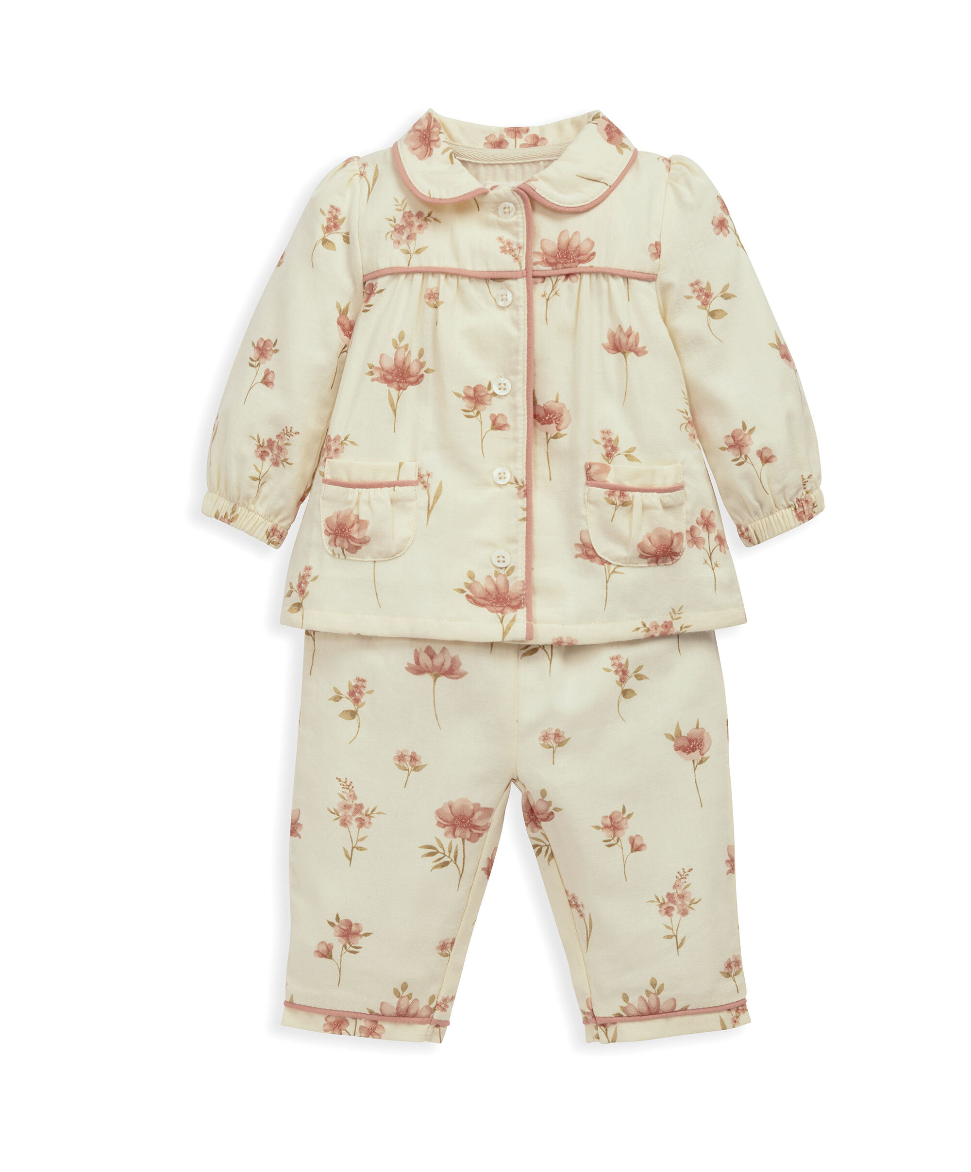 طقم بيجامة منسوج بنقشة زهور image number 2