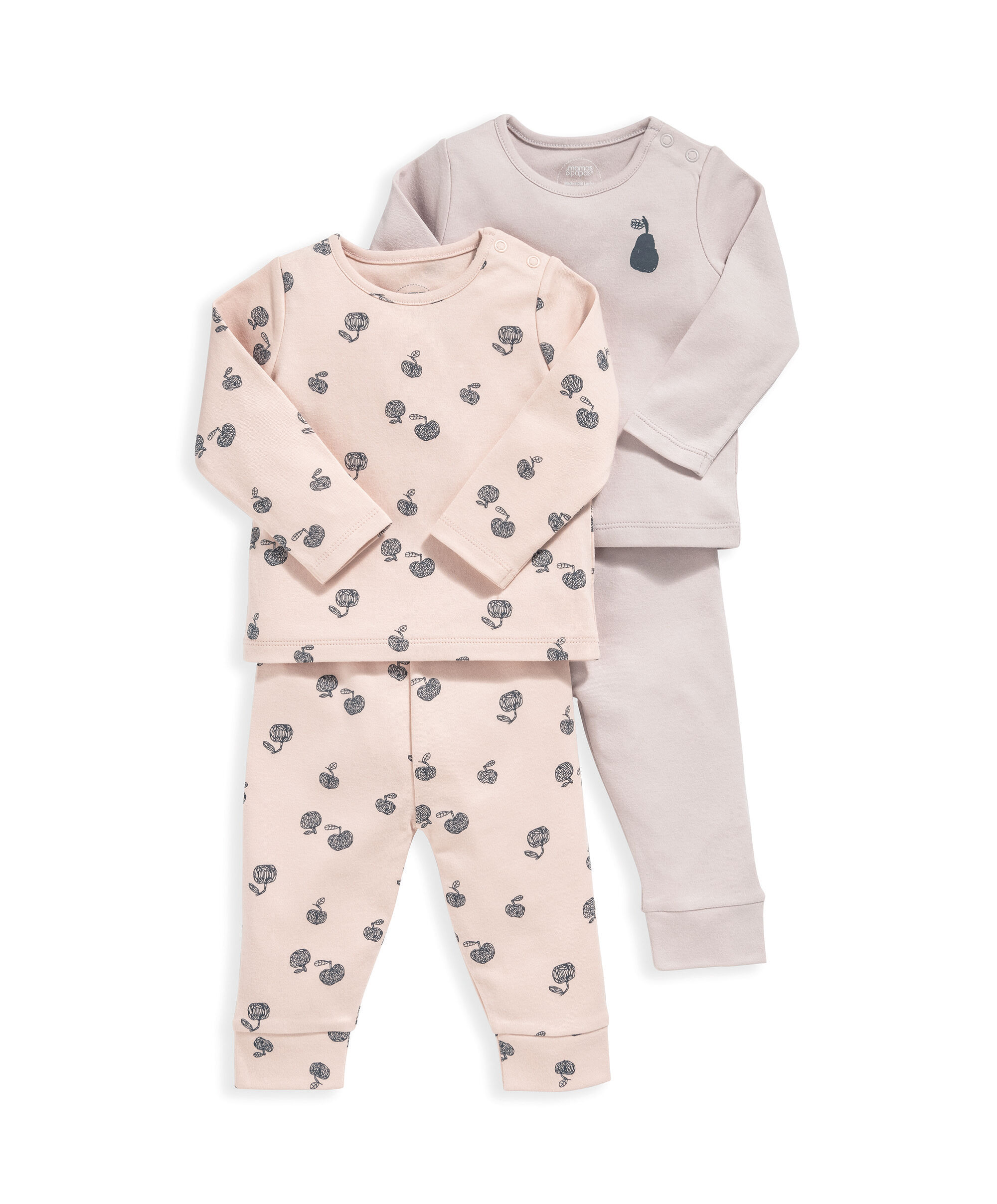 طقم بيجاما بنقشة فواكه وأكمام طويلة - قطعتان image number 2