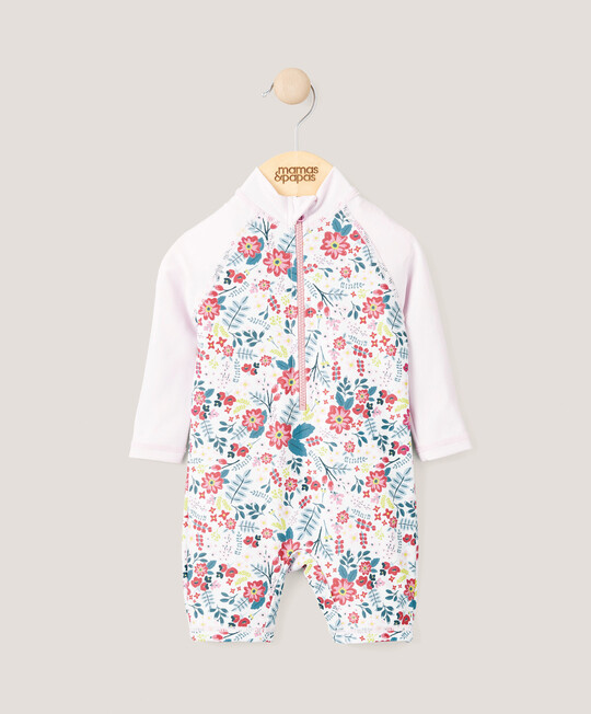 بدلة سباحة بأكمام طويلة - نقشة زهور بدلة سباحة بأكمام طويلة - نقشة زهور image number 1