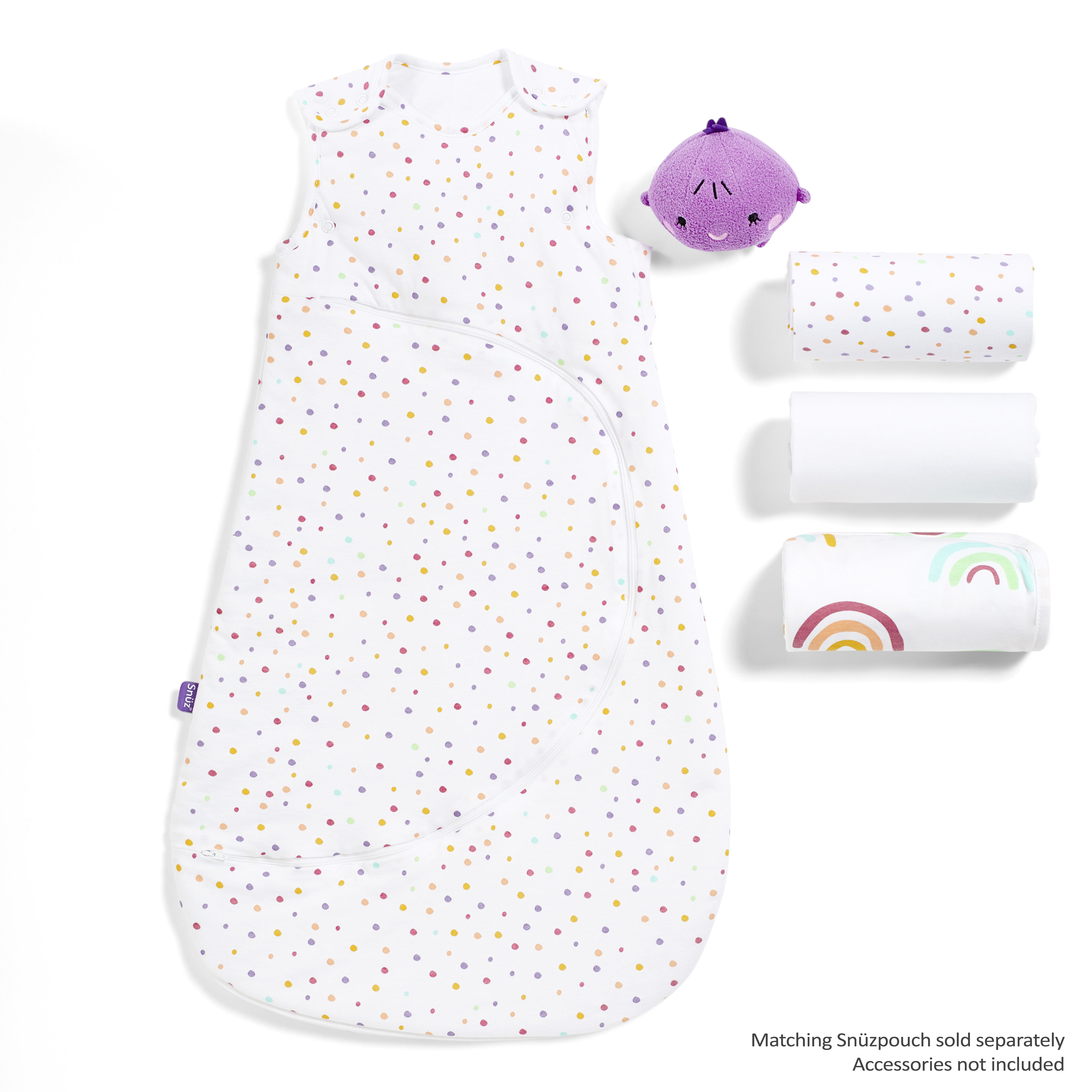 طقم مستلزمات فراش مهد ثلاث قطع بطبعة قوس قزح image number 3