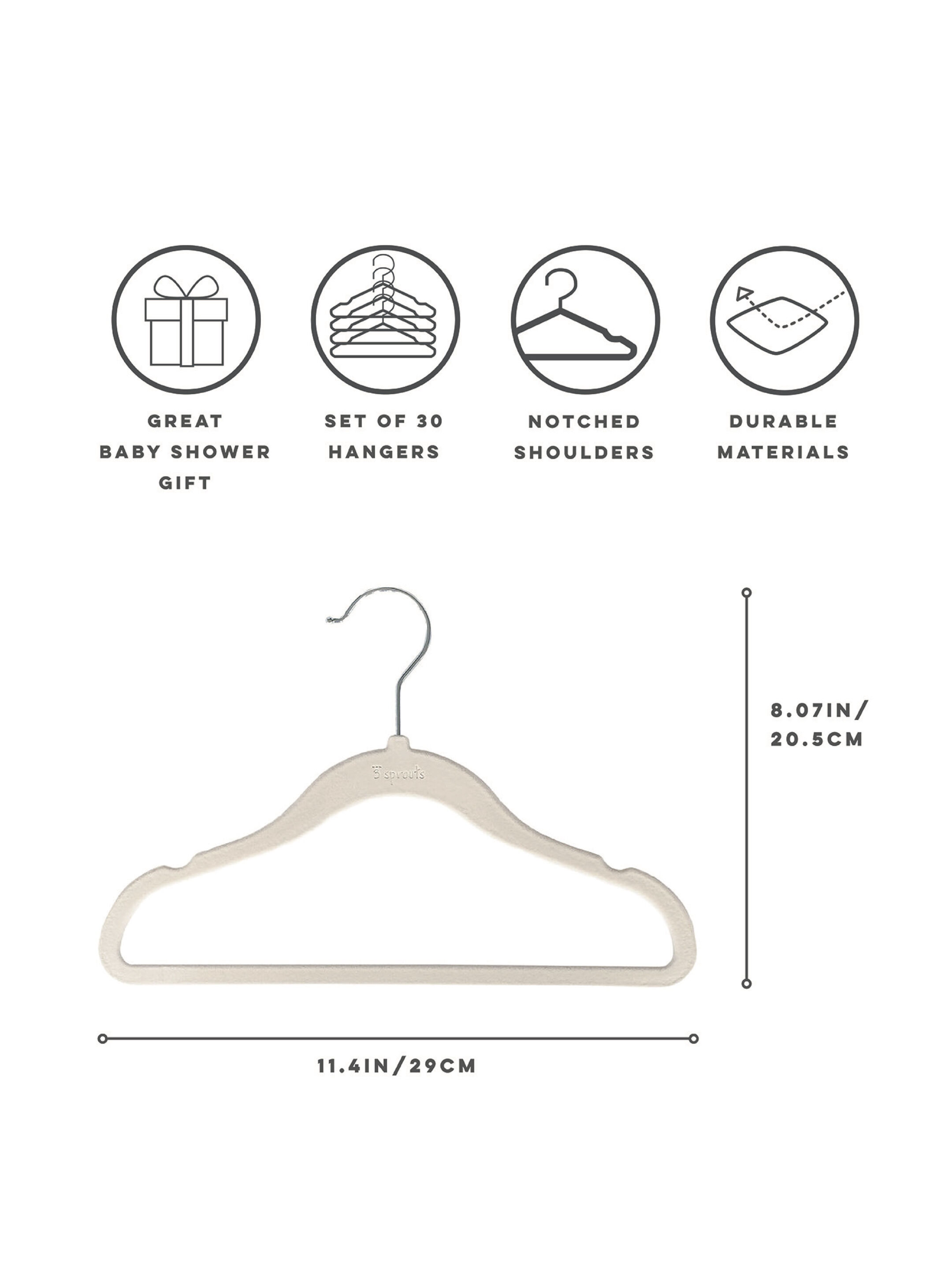 مجموعة علاقات مخمل من 3 سبراوتس بلون أبيض كريمي - 15 قطعة image number 3